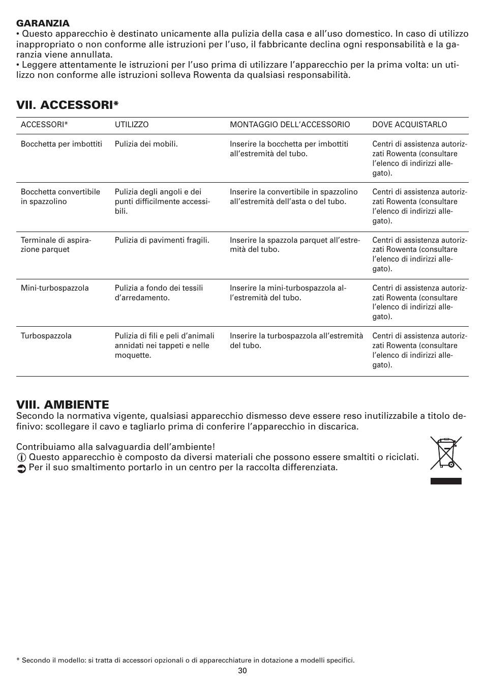 Viii. ambiente, Vii. accessori | ROWENTA COMPACTEO CYCLONIC RO3449 User Manual | Page 35 / 56