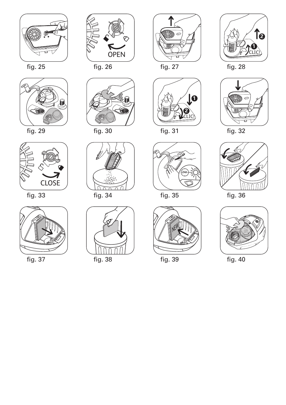 Open close | ROWENTA COMPACTEO CYCLONIC RO3449 User Manual | Page 5 / 56