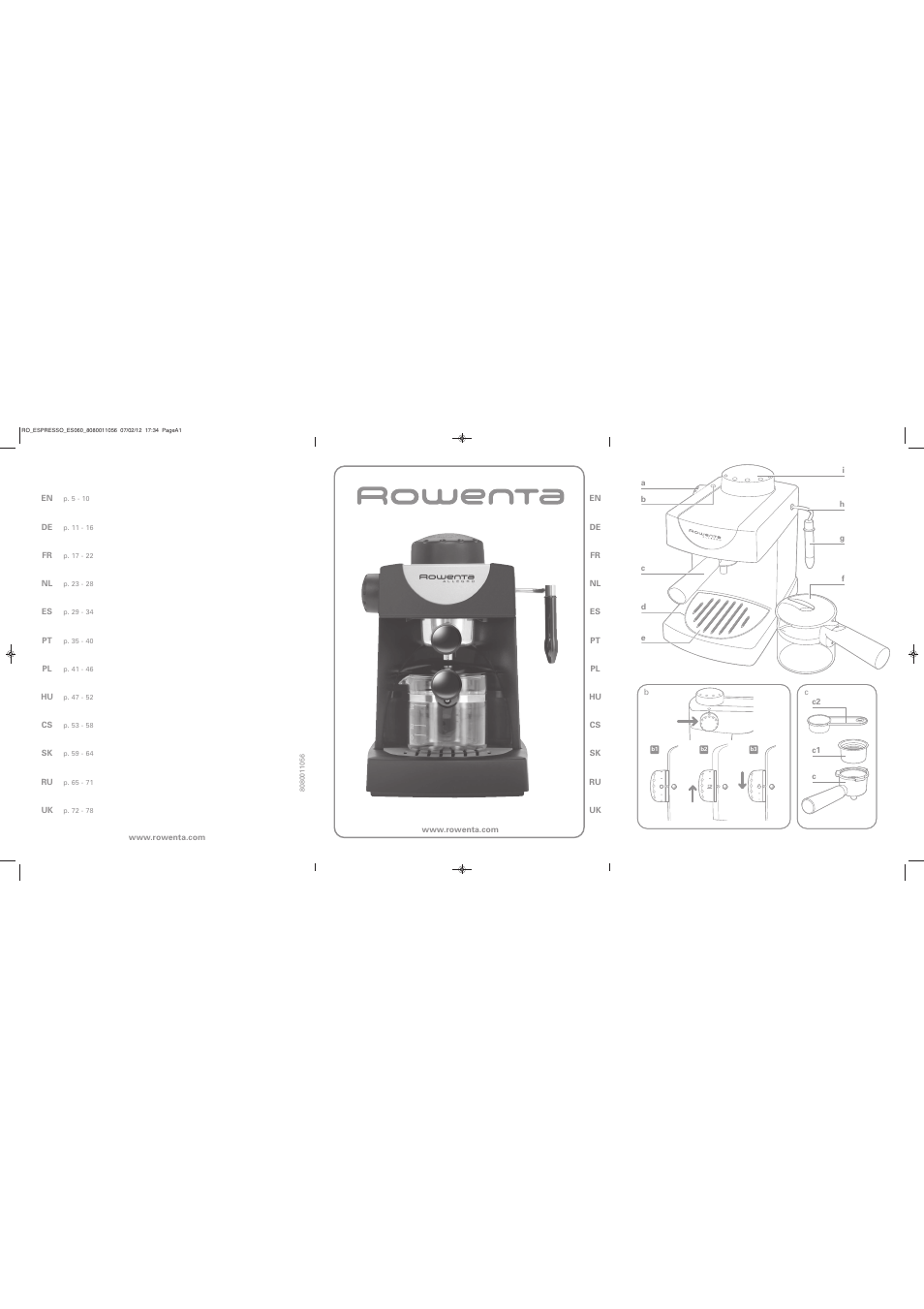 ROWENTA ESPRESSO ES060 User Manual | 82 pages