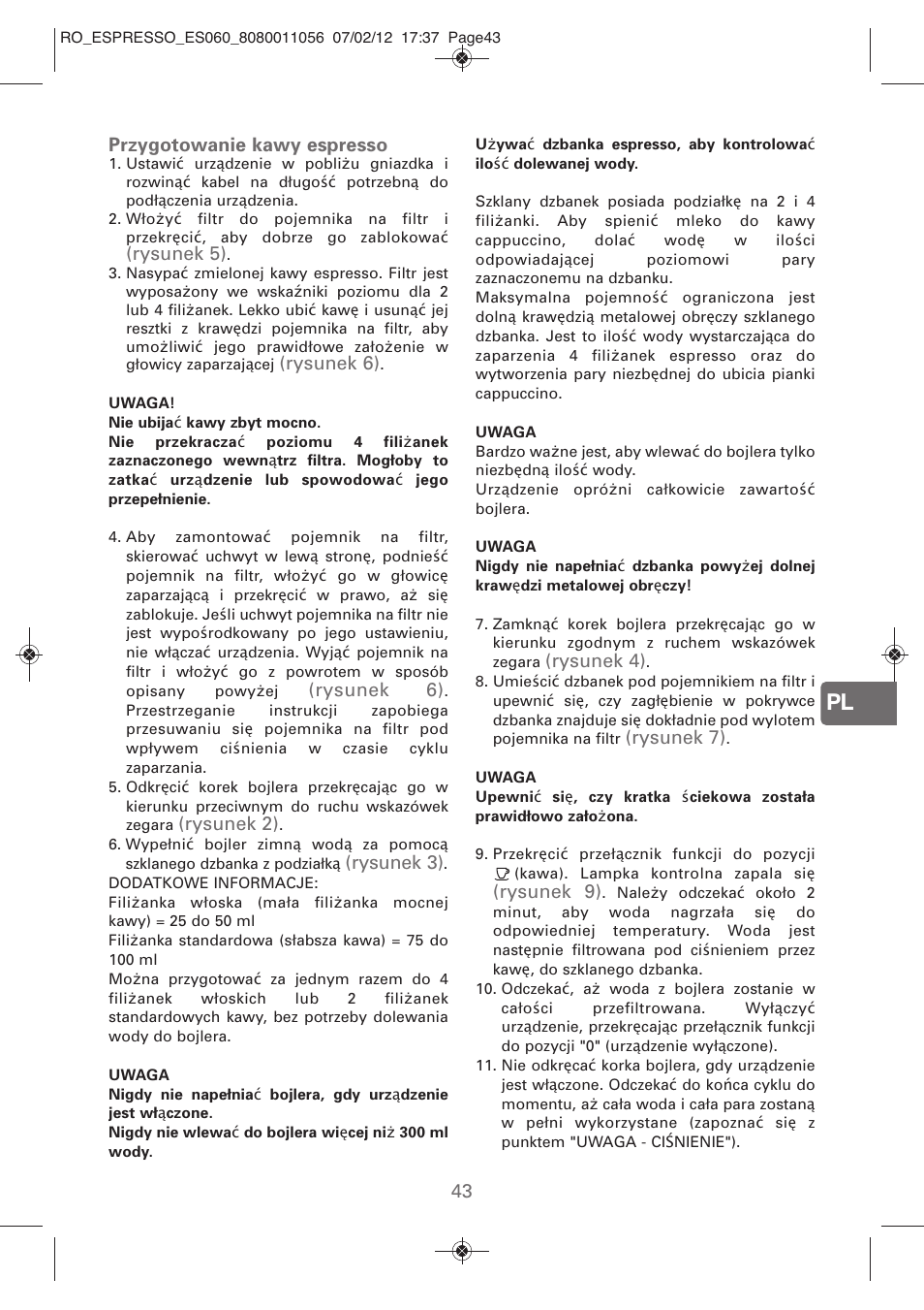 ROWENTA ESPRESSO ES060 User Manual | Page 41 / 82