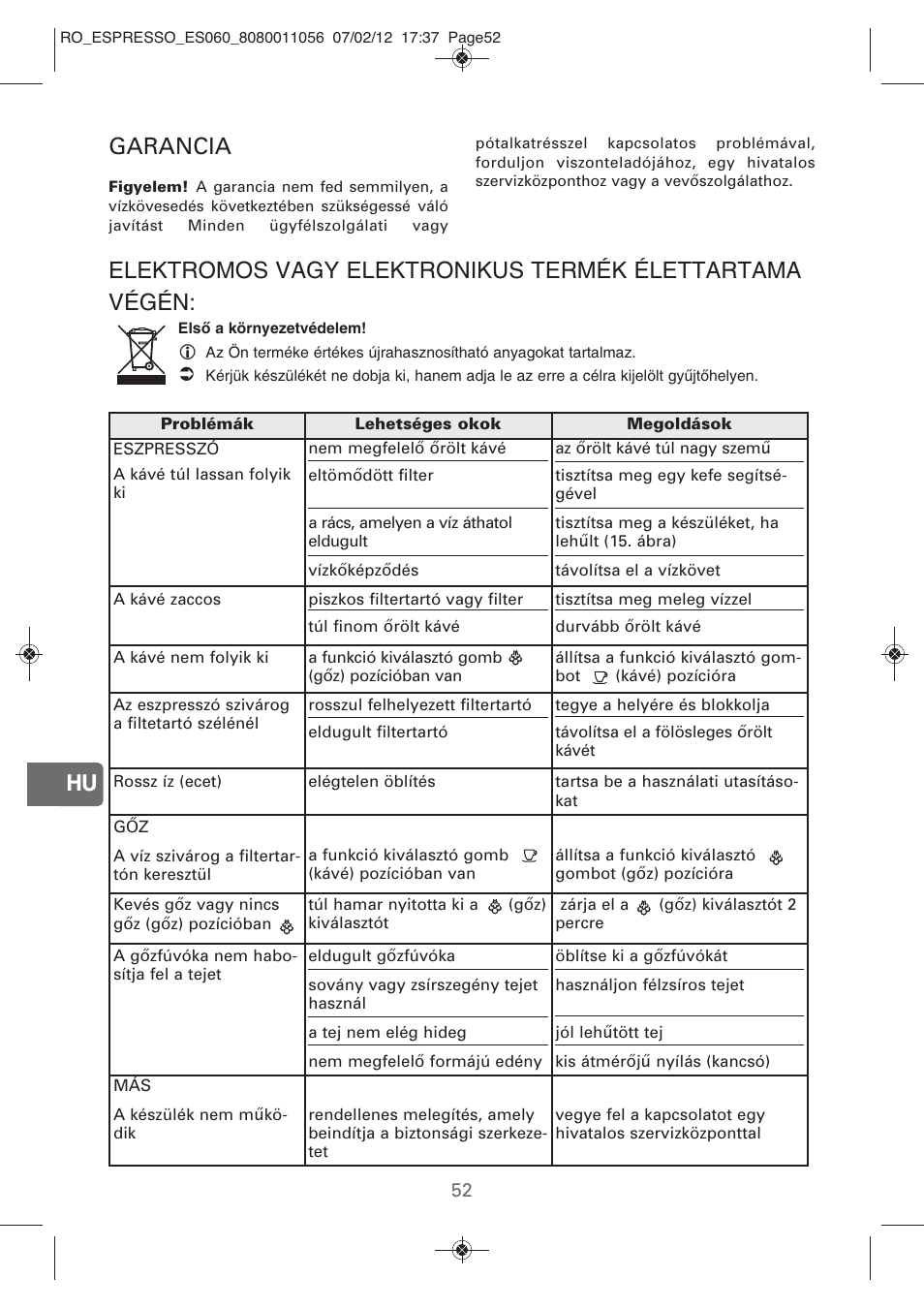 Garancia | ROWENTA ESPRESSO ES060 User Manual | Page 50 / 82