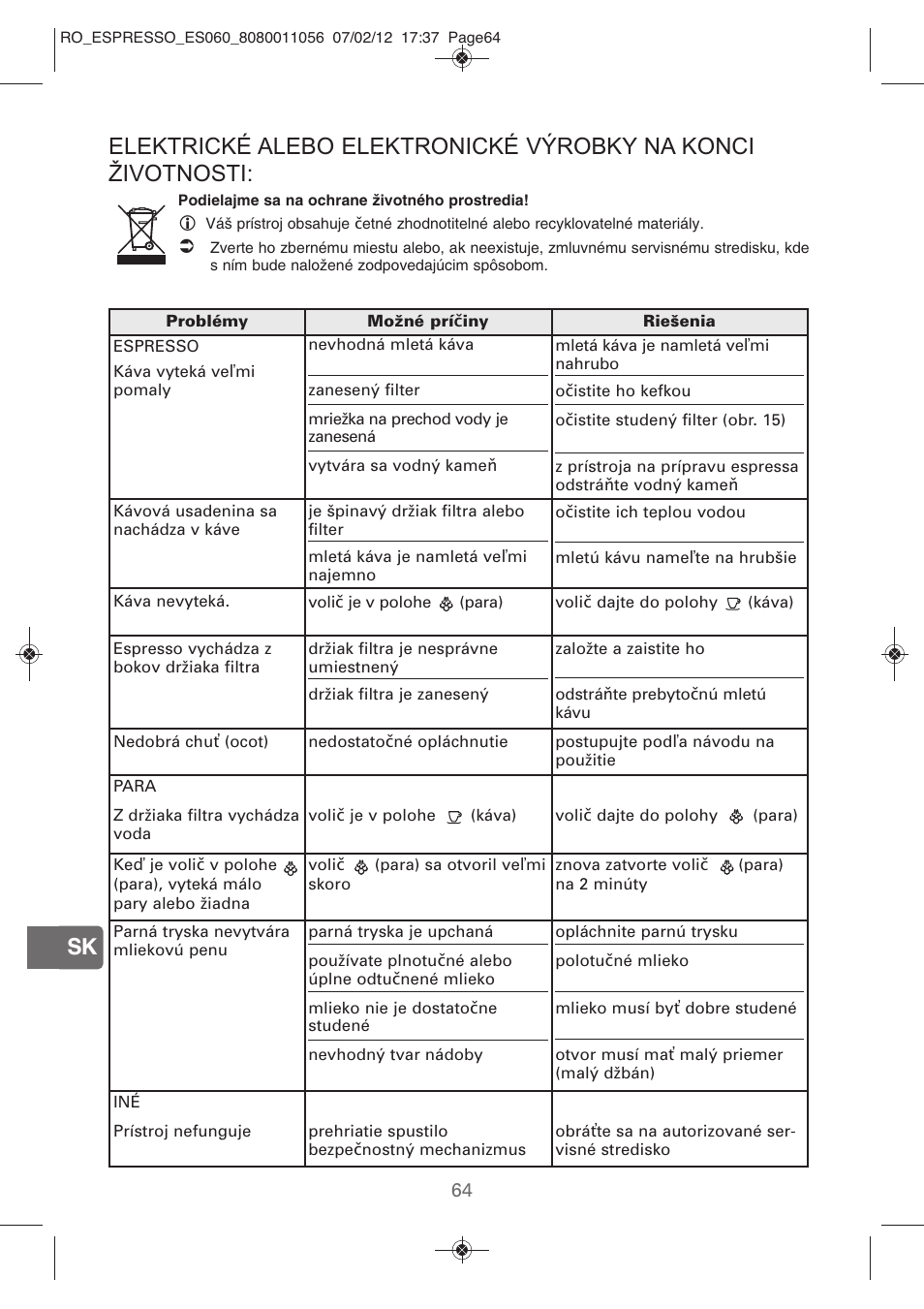 ROWENTA ESPRESSO ES060 User Manual | Page 62 / 82