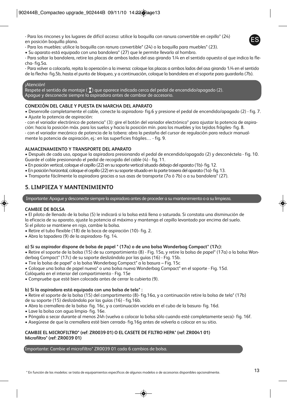Limpieza y mantenimiento | ROWENTA COMPACTEO RO1783 User Manual | Page 17 / 111