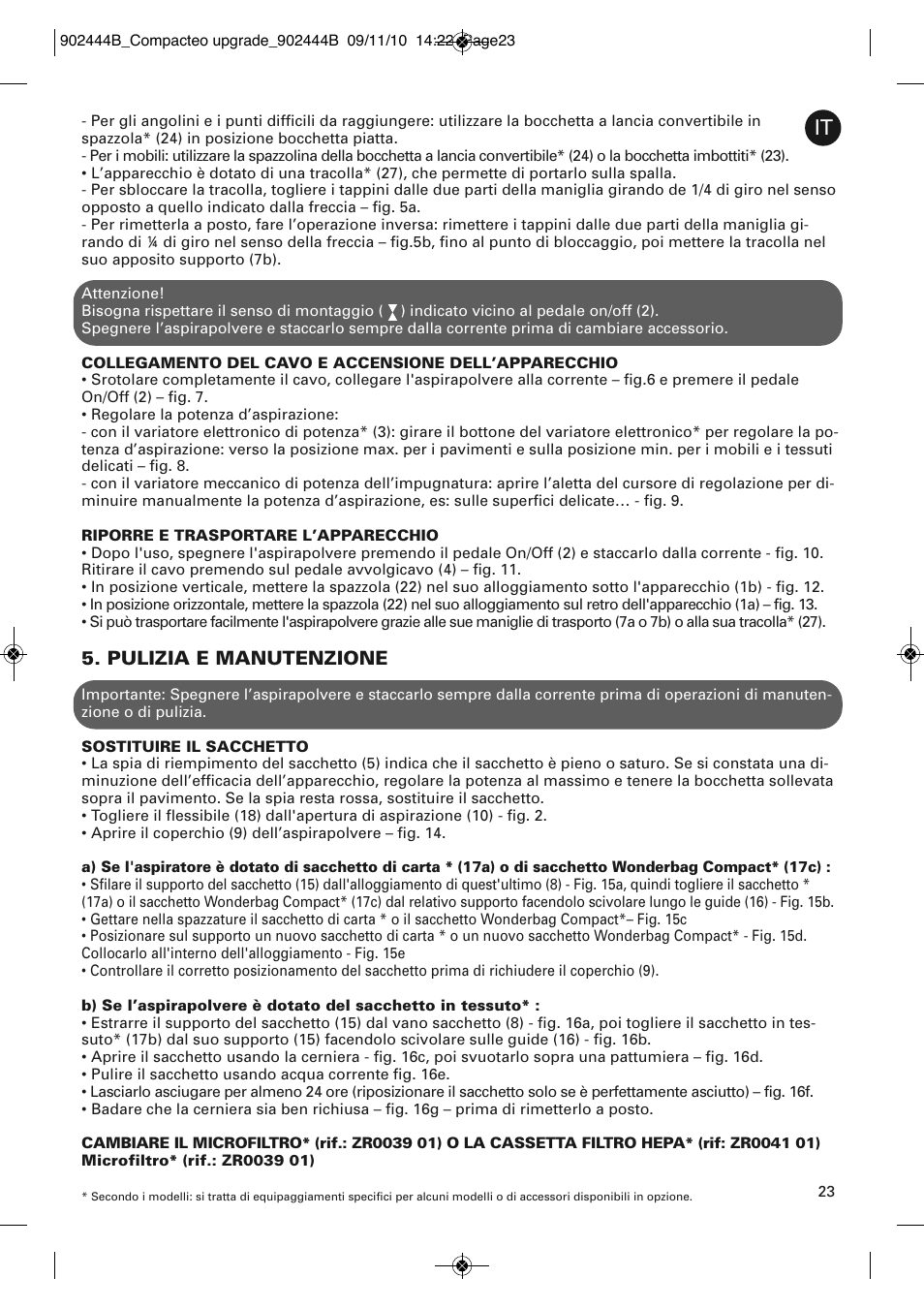 Pulizia e manutenzione | ROWENTA COMPACTEO RO1783 User Manual | Page 27 / 111