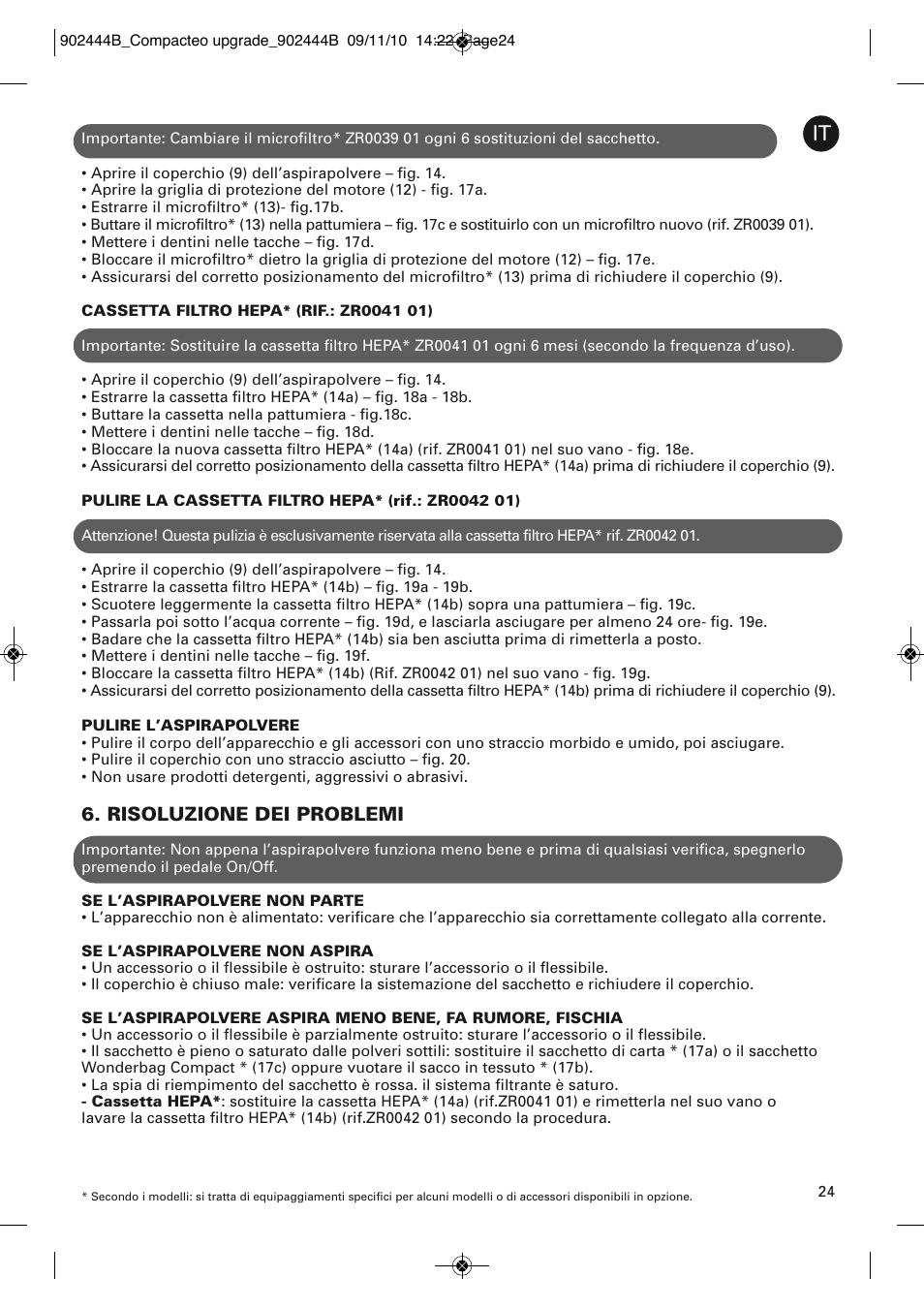 Risoluzione dei problemi | ROWENTA COMPACTEO RO1783 User Manual | Page 28 / 111