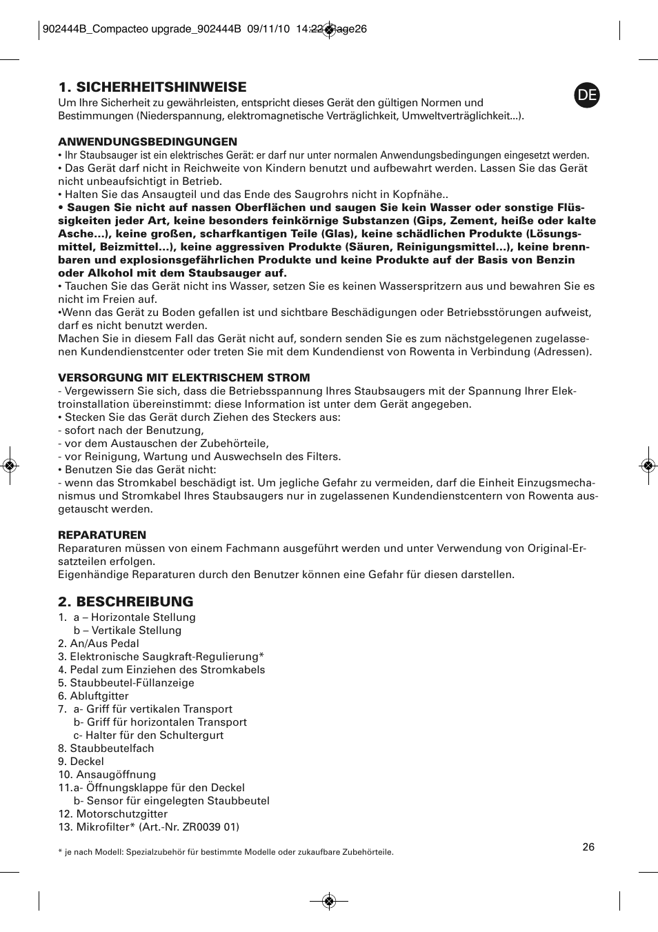 ROWENTA COMPACTEO RO1783 User Manual | Page 30 / 111