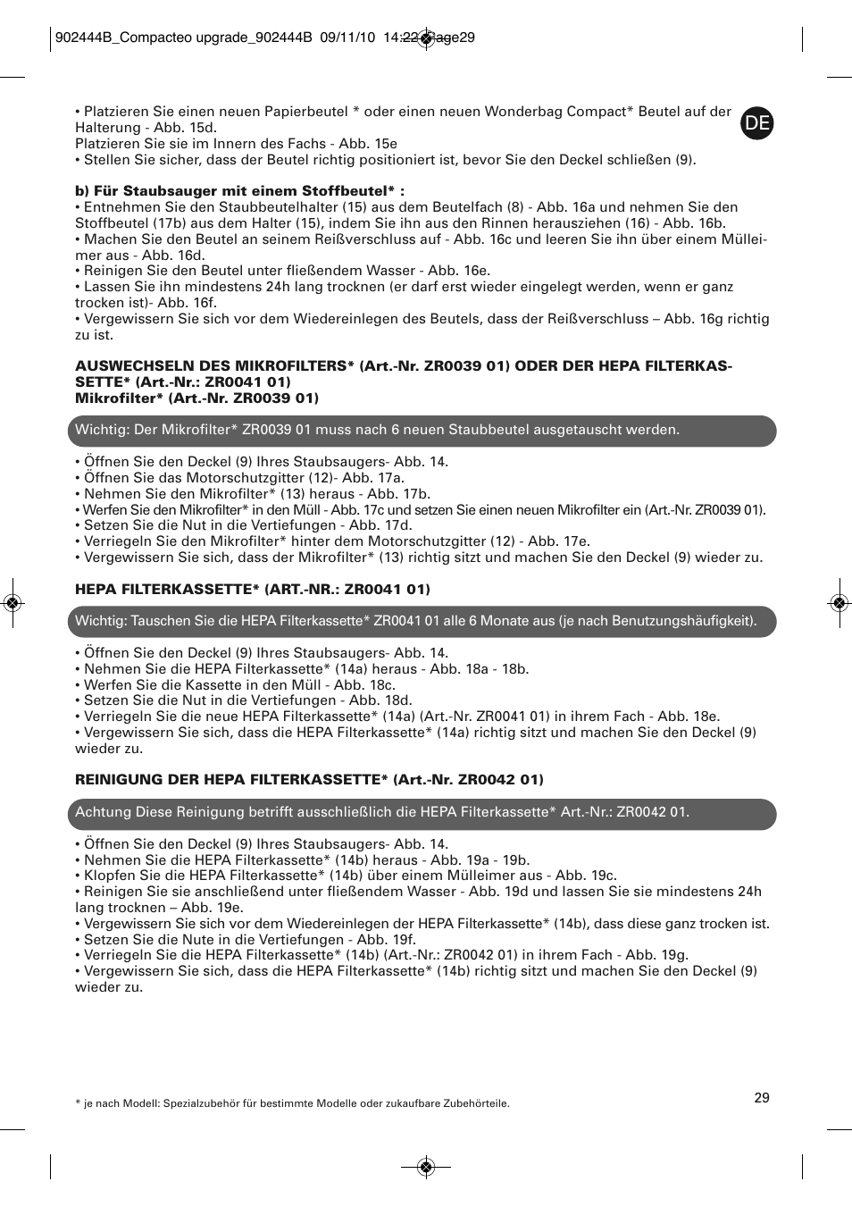 ROWENTA COMPACTEO RO1783 User Manual | Page 33 / 111