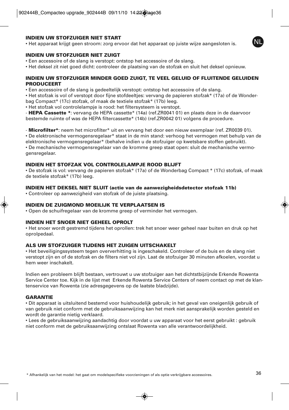 ROWENTA COMPACTEO RO1783 User Manual | Page 40 / 111