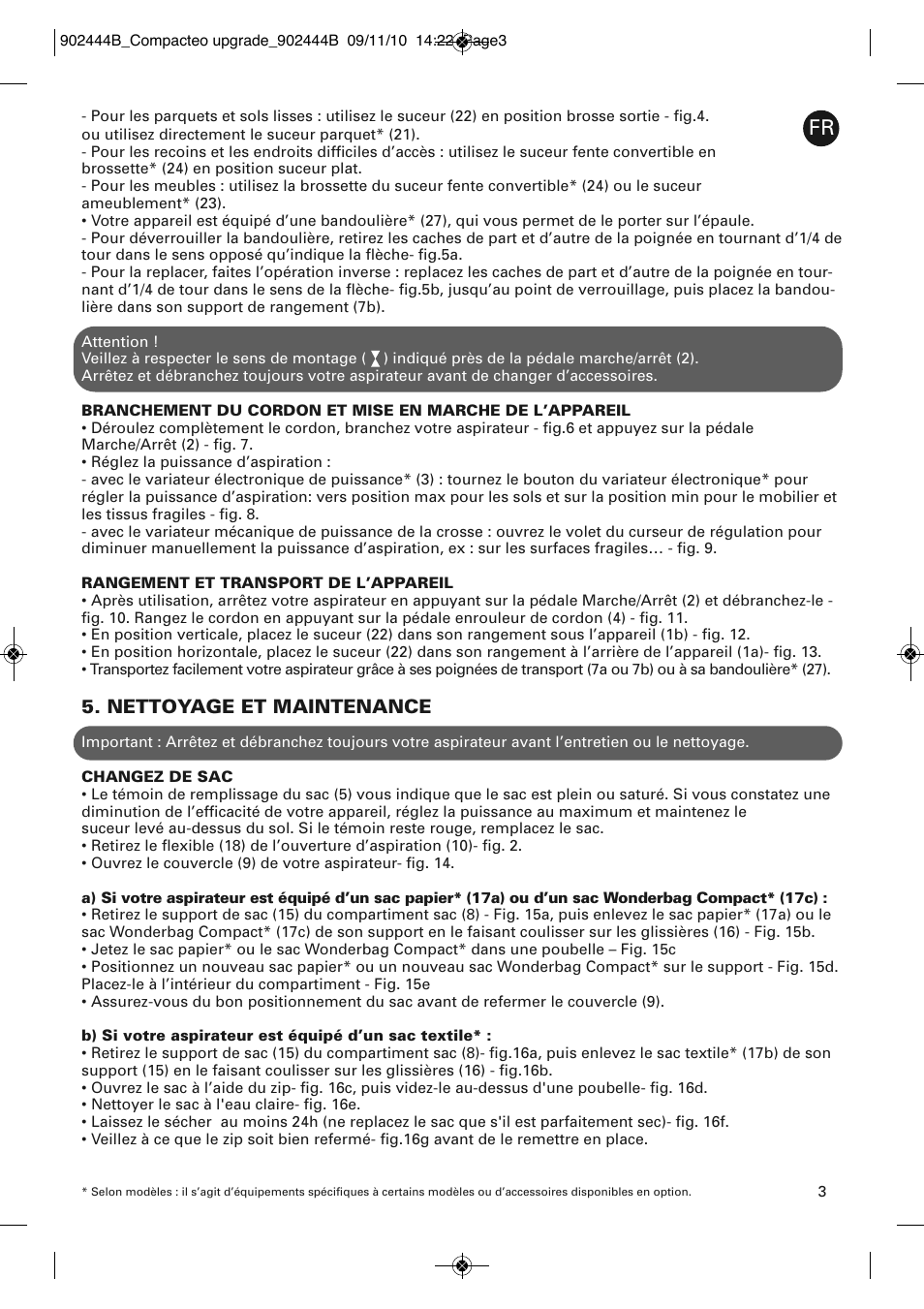 Nettoyage et maintenance | ROWENTA COMPACTEO RO1783 User Manual | Page 7 / 111