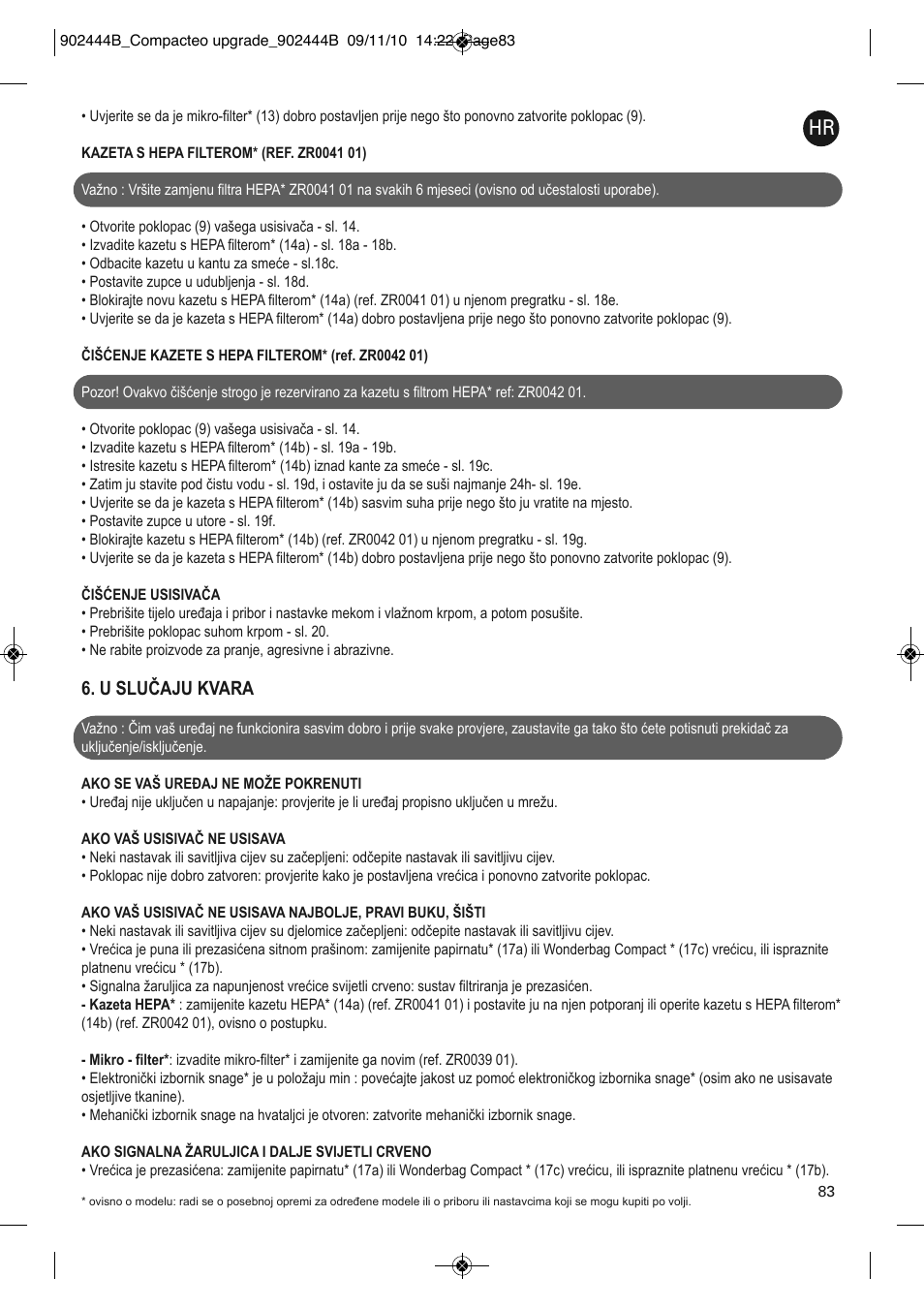 U slučaju kvara | ROWENTA COMPACTEO RO1783 User Manual | Page 87 / 111
