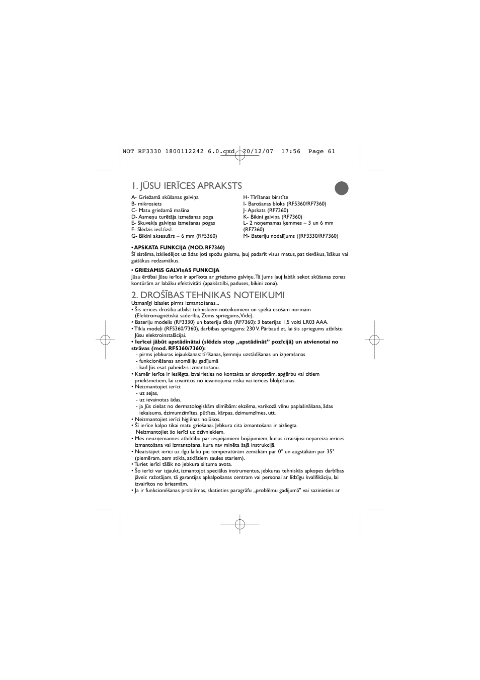 Jìsu ier±ces apraksts | ROWENTA LISSEA RF3330 User Manual | Page 65 / 76