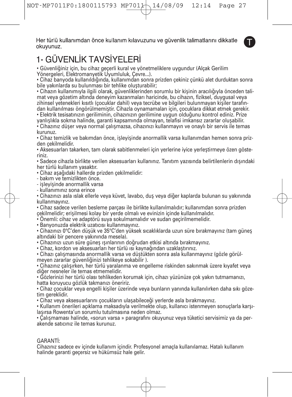 ROWENTA MANEIS MP7010 User Manual | Page 27 / 48