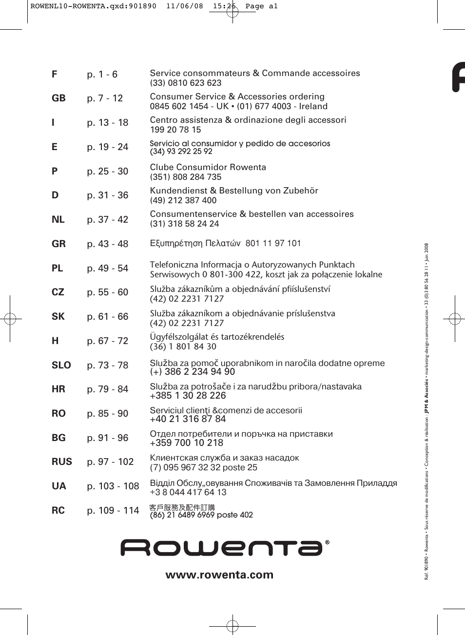 ROWENTA COSMO RO3623 User Manual | 122 pages