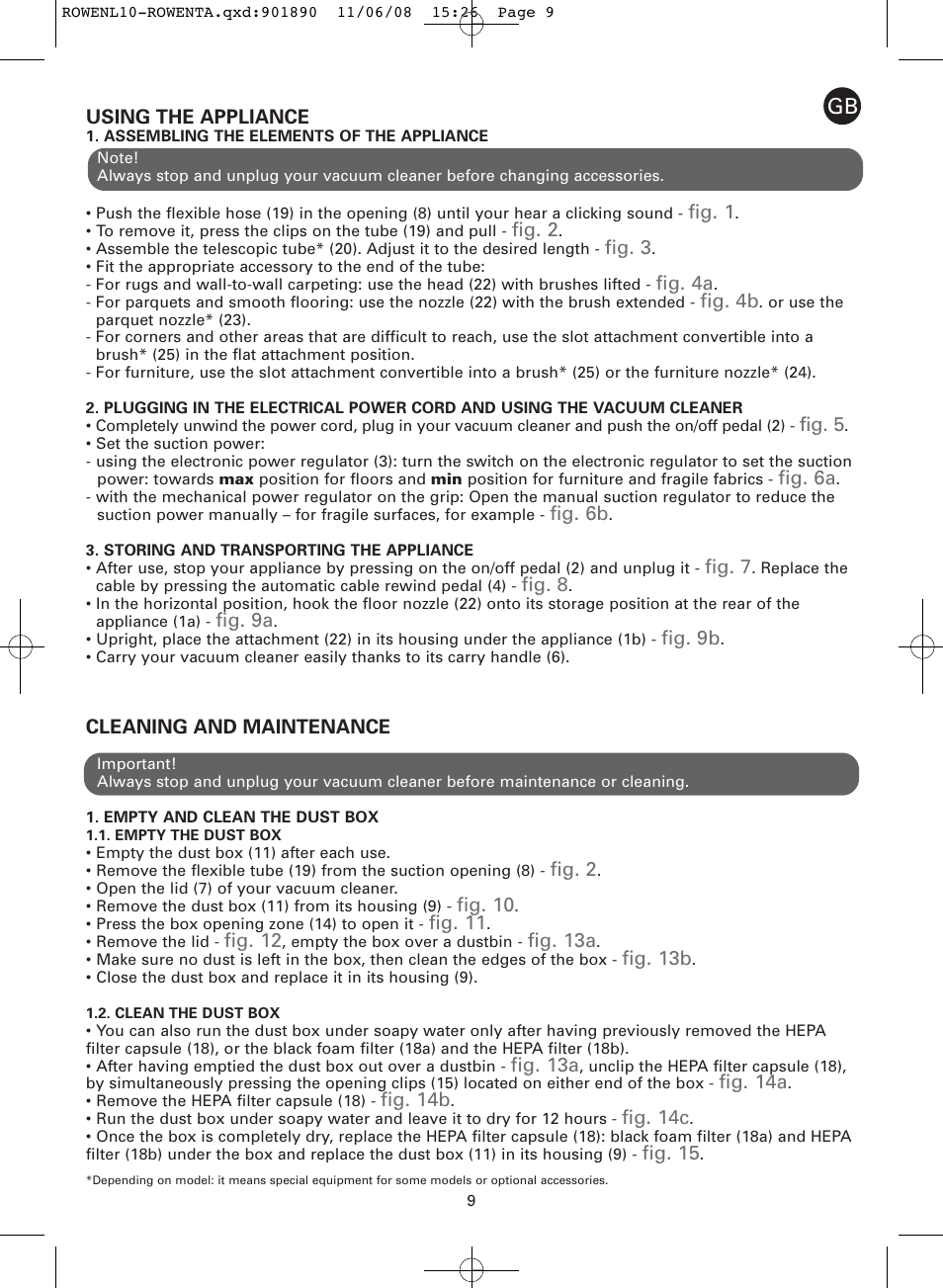 ROWENTA COSMO RO3623 User Manual | Page 13 / 122