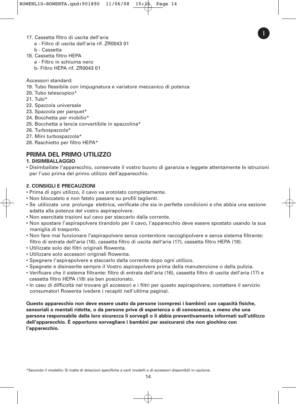 Prima del primo utilizzo | ROWENTA COSMO RO3623 User Manual | Page 18 / 122