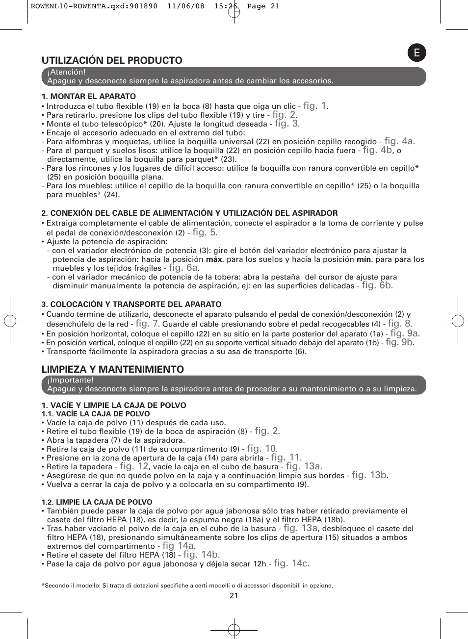 ROWENTA COSMO RO3623 User Manual | Page 25 / 122