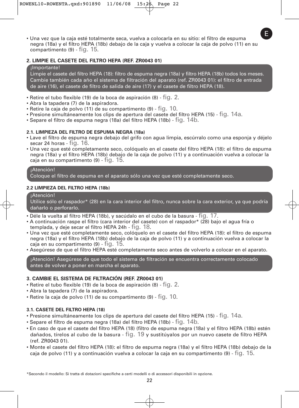 ROWENTA COSMO RO3623 User Manual | Page 26 / 122