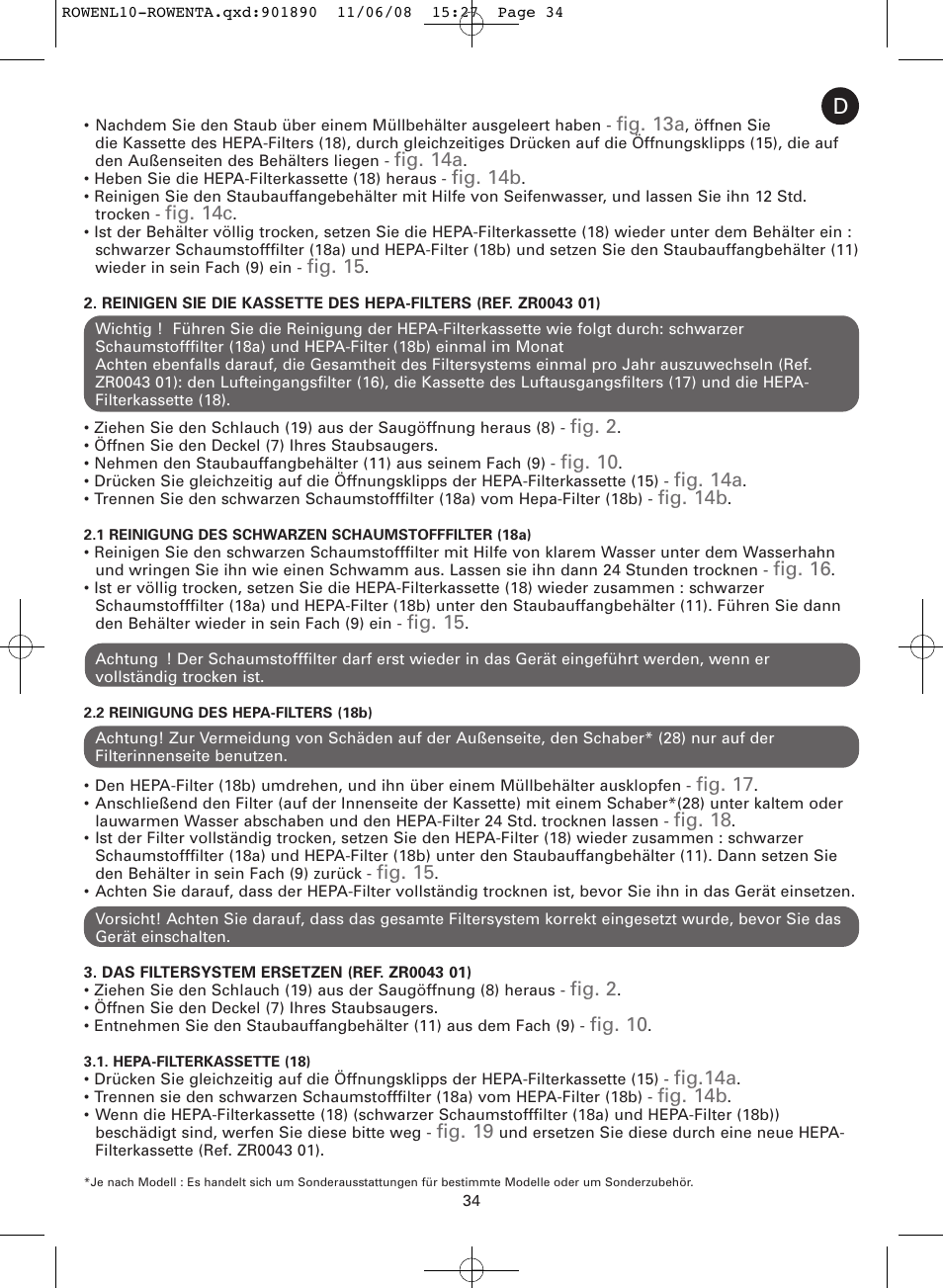 ROWENTA COSMO RO3623 User Manual | Page 38 / 122