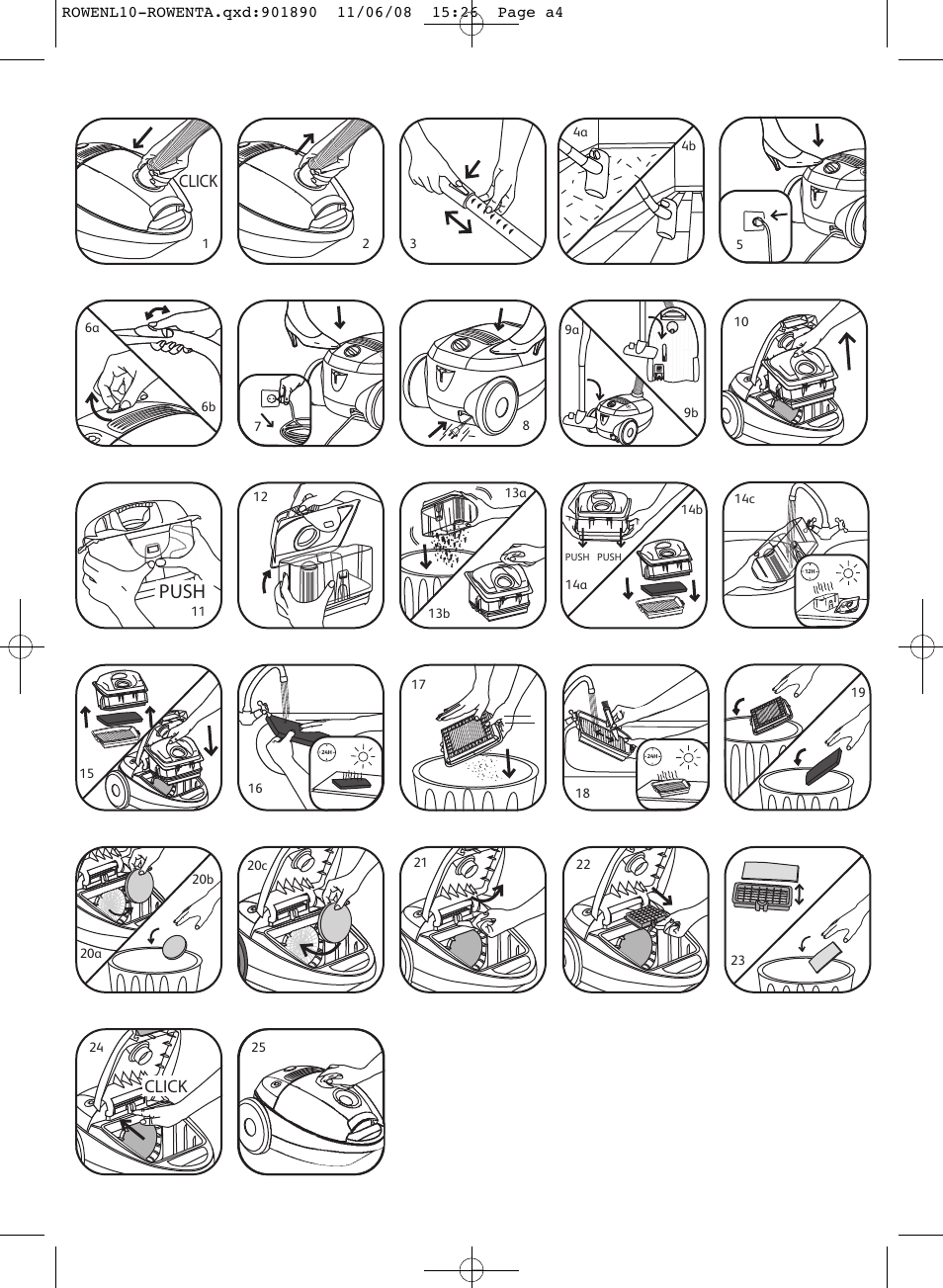 Push, Click | ROWENTA COSMO RO3623 User Manual | Page 4 / 122