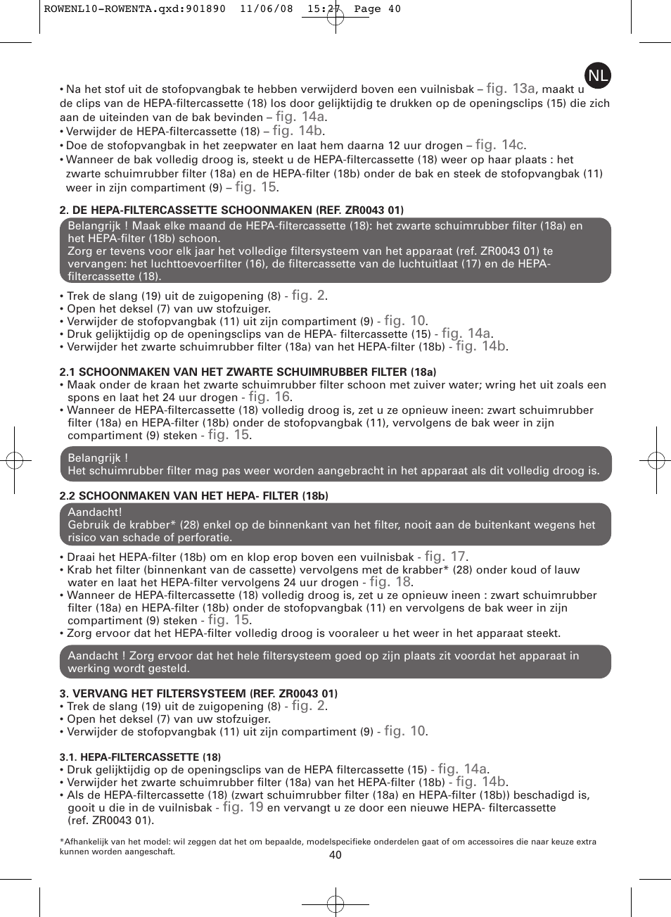 ROWENTA COSMO RO3623 User Manual | Page 44 / 122