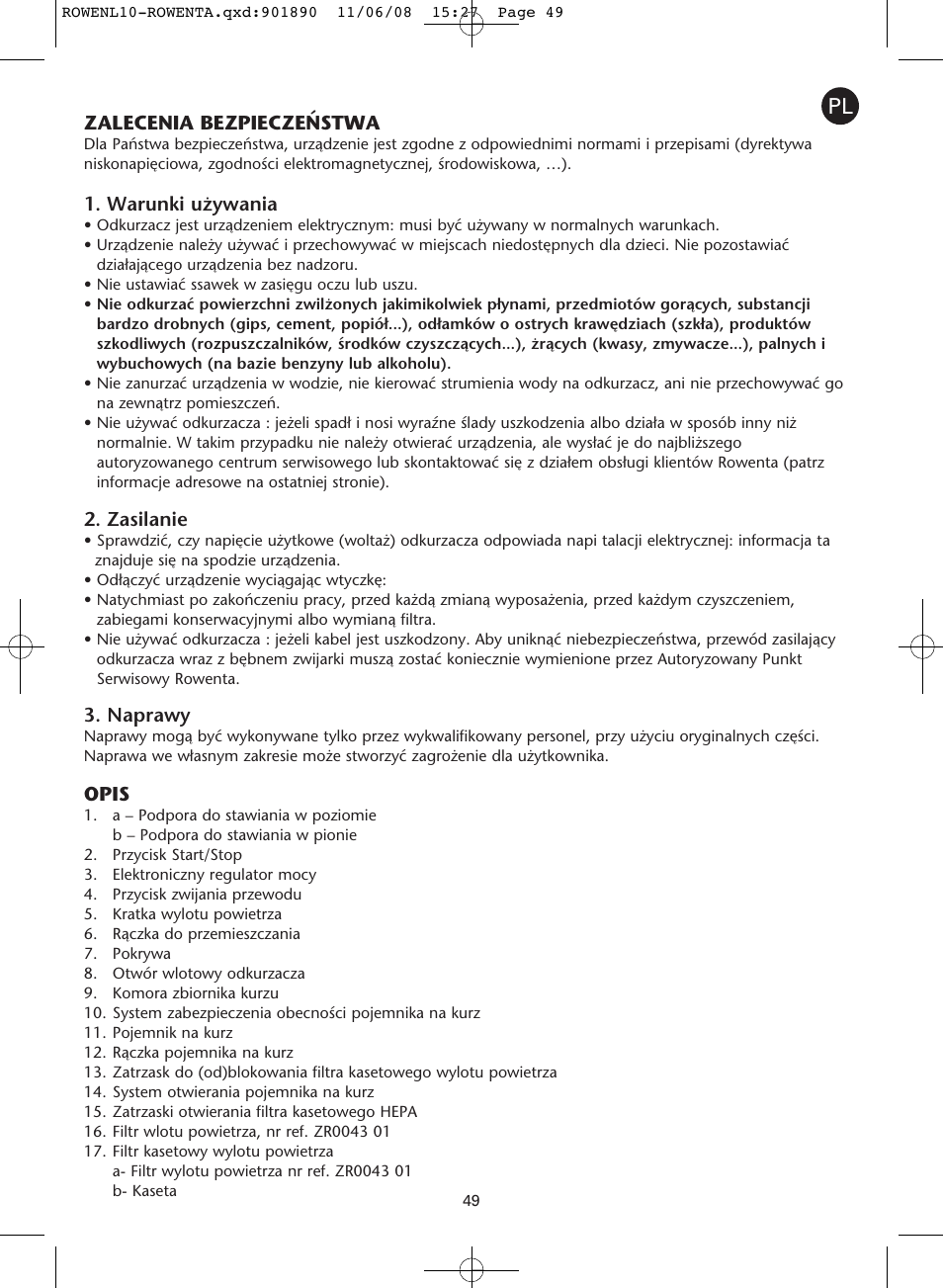 ROWENTA COSMO RO3623 User Manual | Page 53 / 122