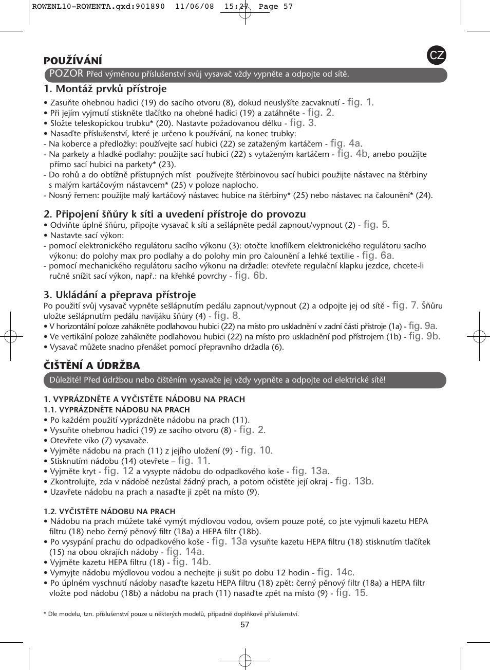 ROWENTA COSMO RO3623 User Manual | Page 61 / 122