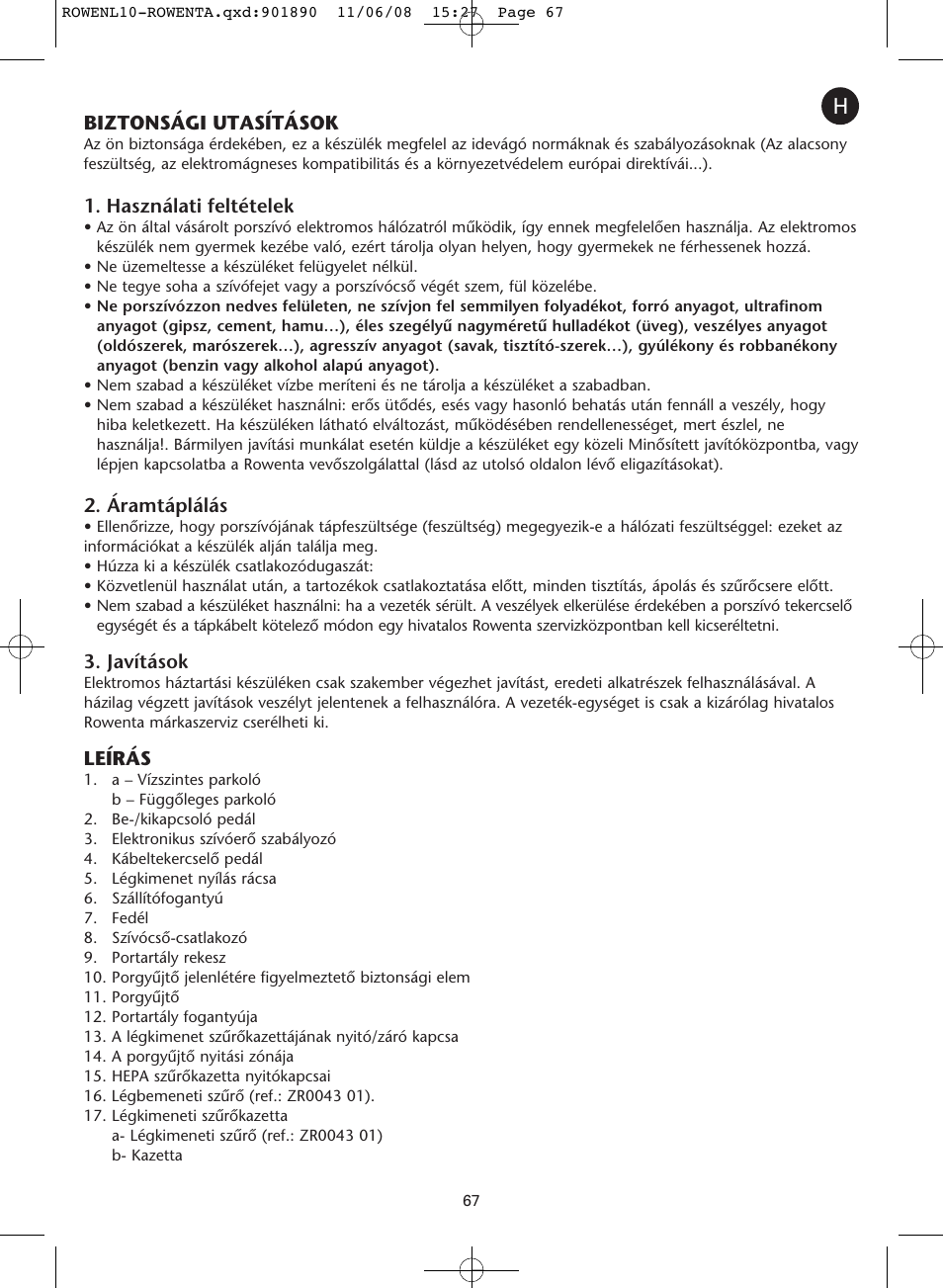 ROWENTA COSMO RO3623 User Manual | Page 71 / 122