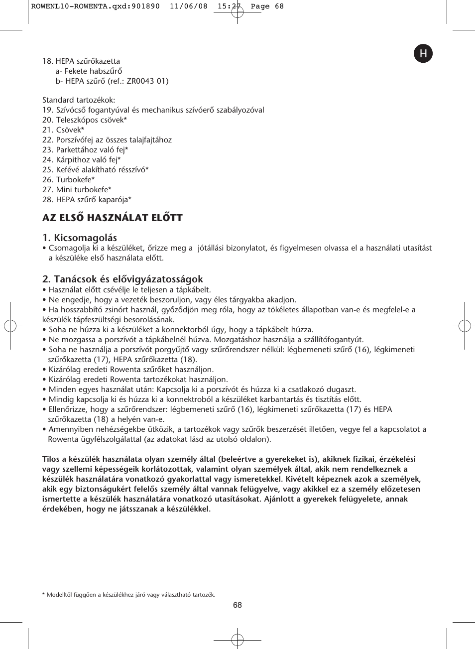 ROWENTA COSMO RO3623 User Manual | Page 72 / 122