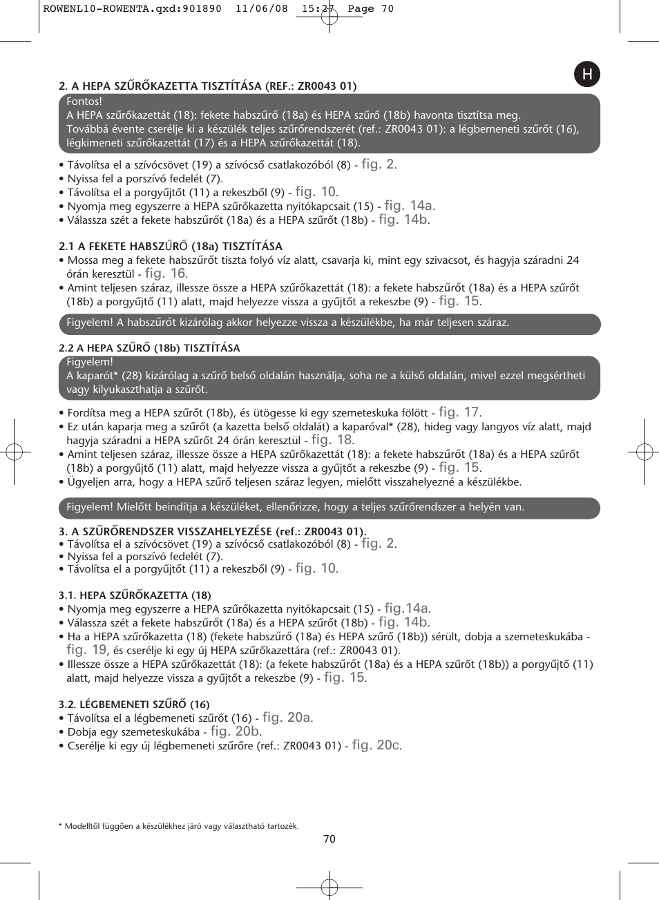 ROWENTA COSMO RO3623 User Manual | Page 74 / 122