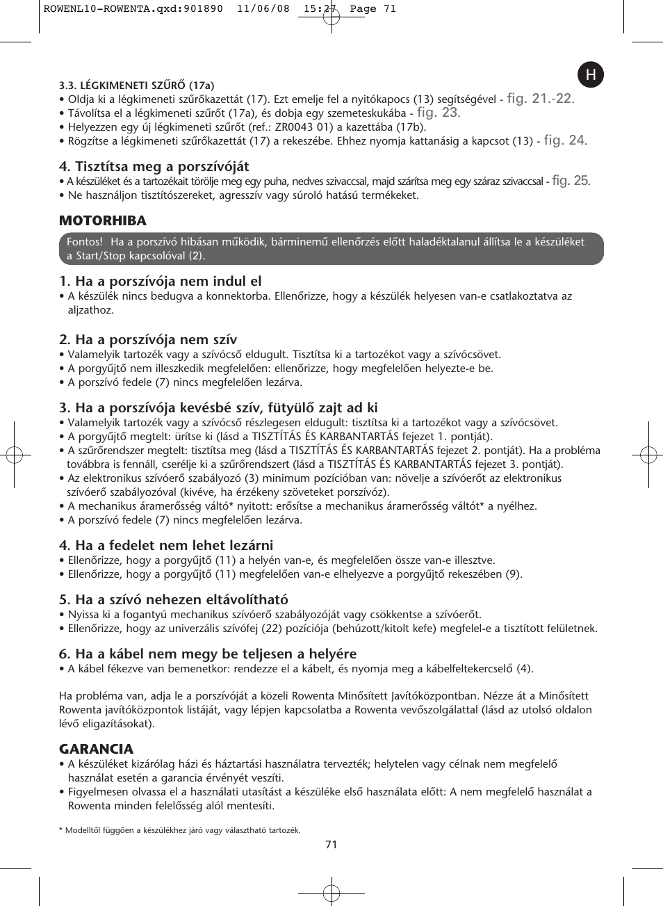 ROWENTA COSMO RO3623 User Manual | Page 75 / 122