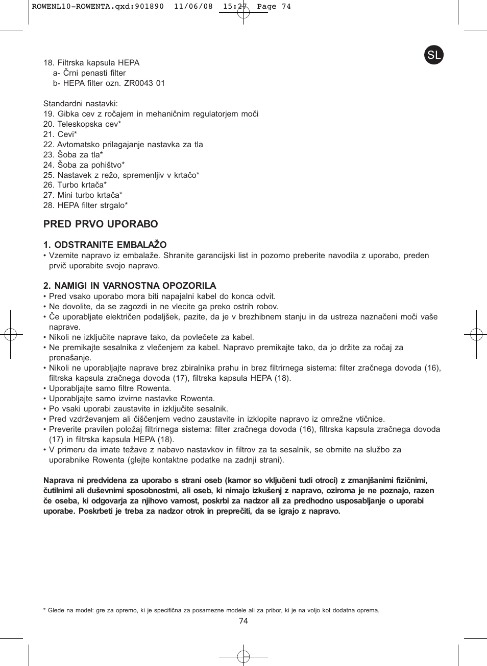 Pred prvo uporabo | ROWENTA COSMO RO3623 User Manual | Page 78 / 122