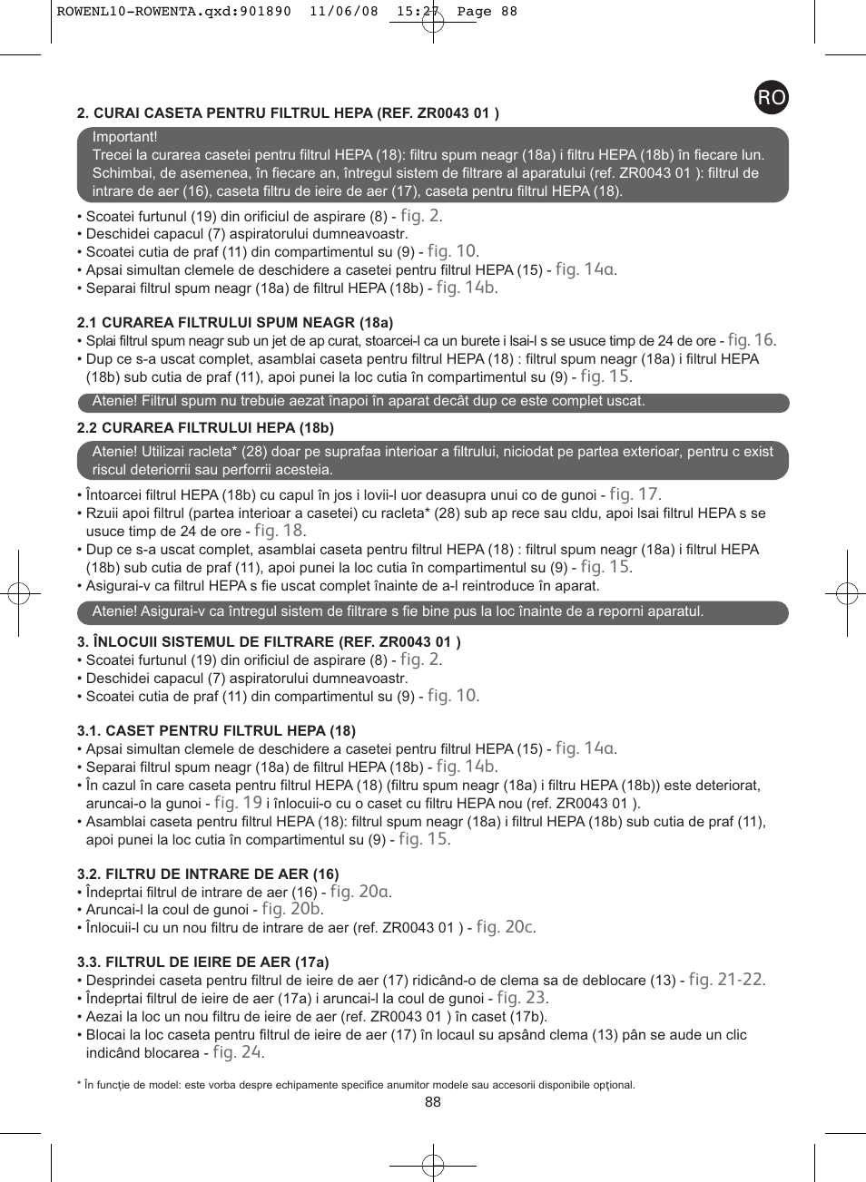 ROWENTA COSMO RO3623 User Manual | Page 92 / 122