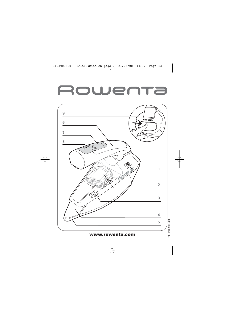 ROWENTA TRAVEL IRON DA1510 User Manual | Page 13 / 60