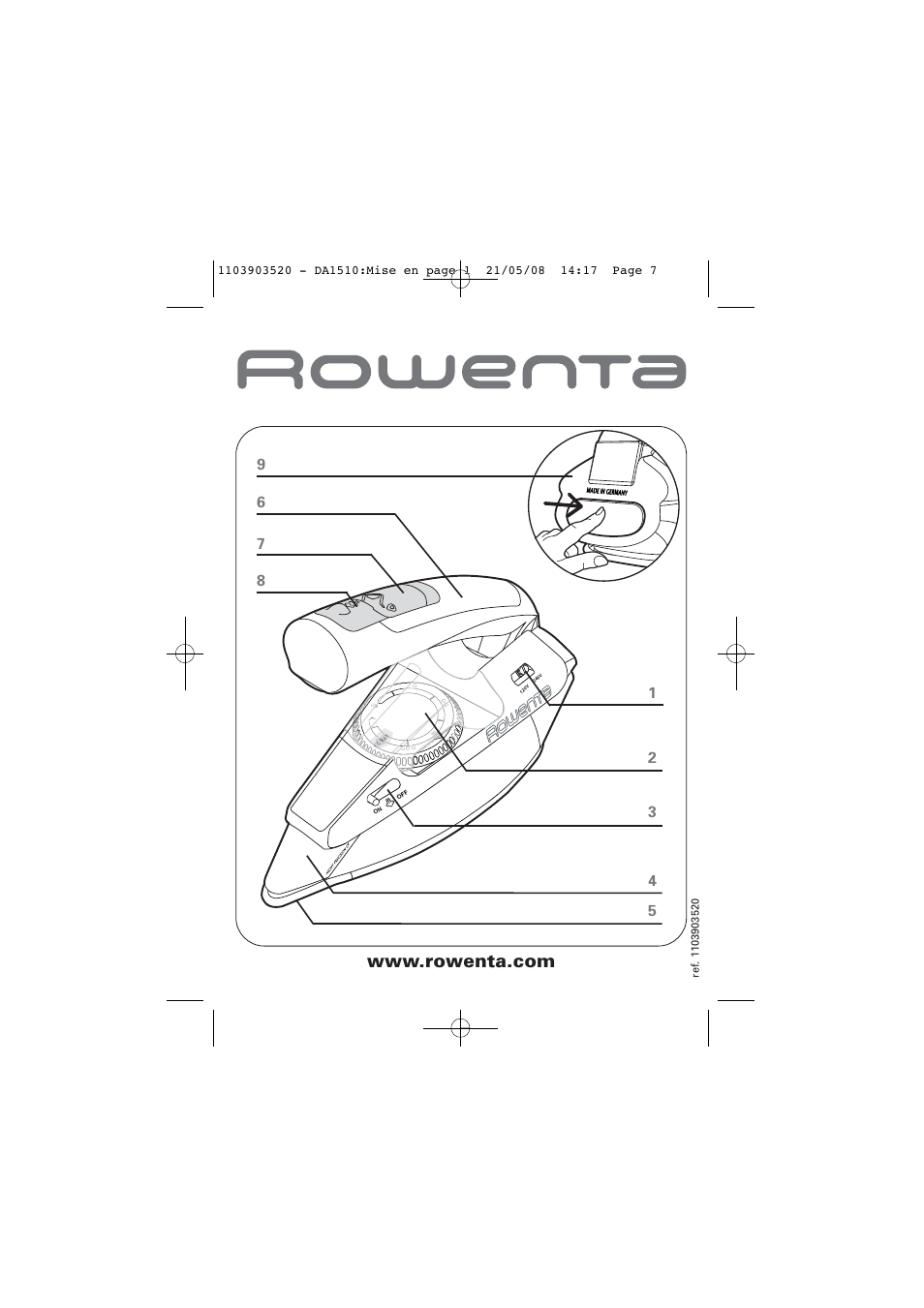 ROWENTA TRAVEL IRON DA1510 User Manual | Page 7 / 60