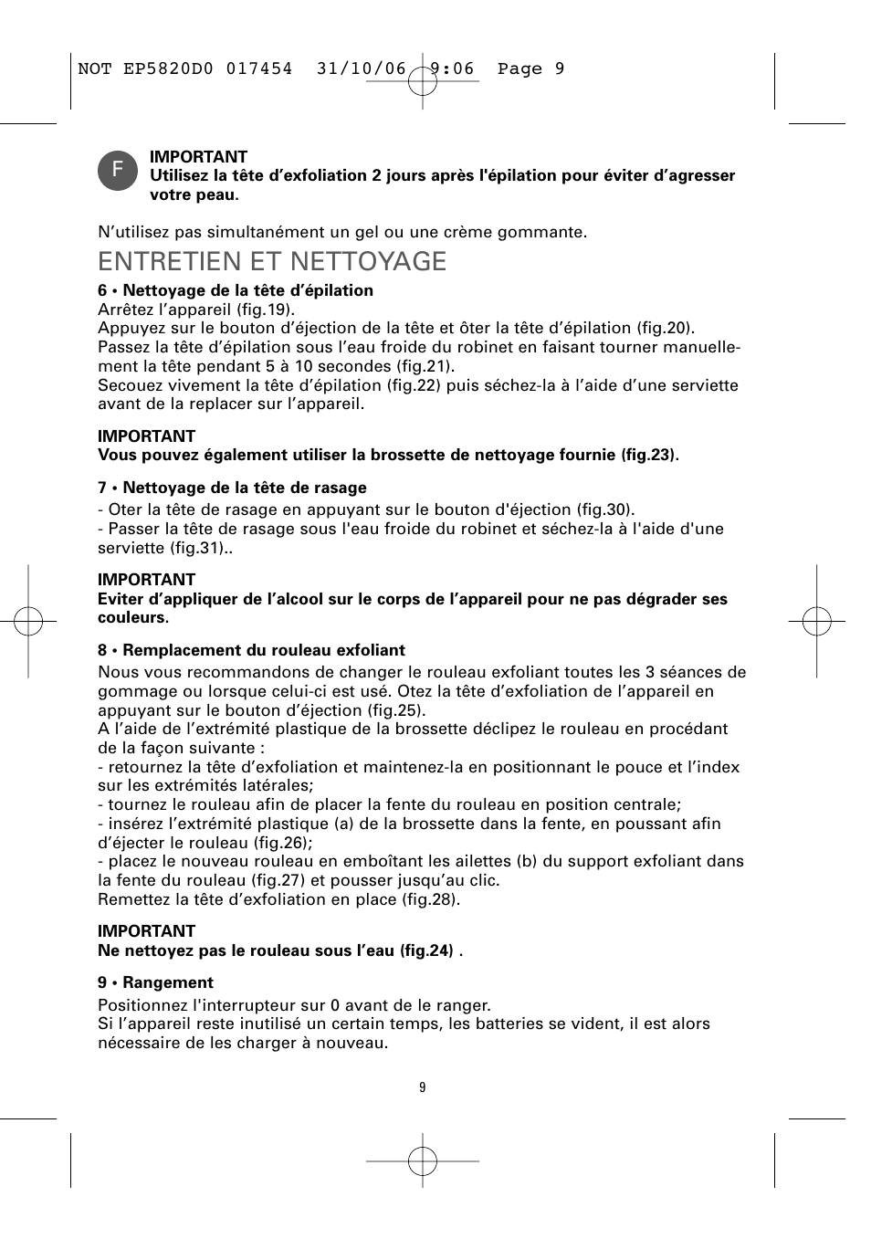 Entretien et nettoyage | ROWENTA ACCESSIM EP5820 User Manual | Page 13 / 65