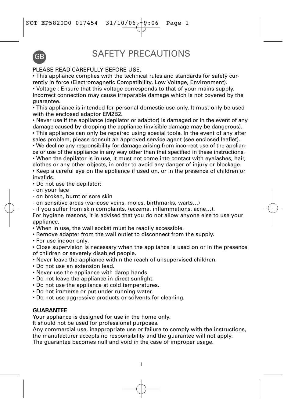 Safety precautions | ROWENTA ACCESSIM EP5820 User Manual | Page 5 / 65