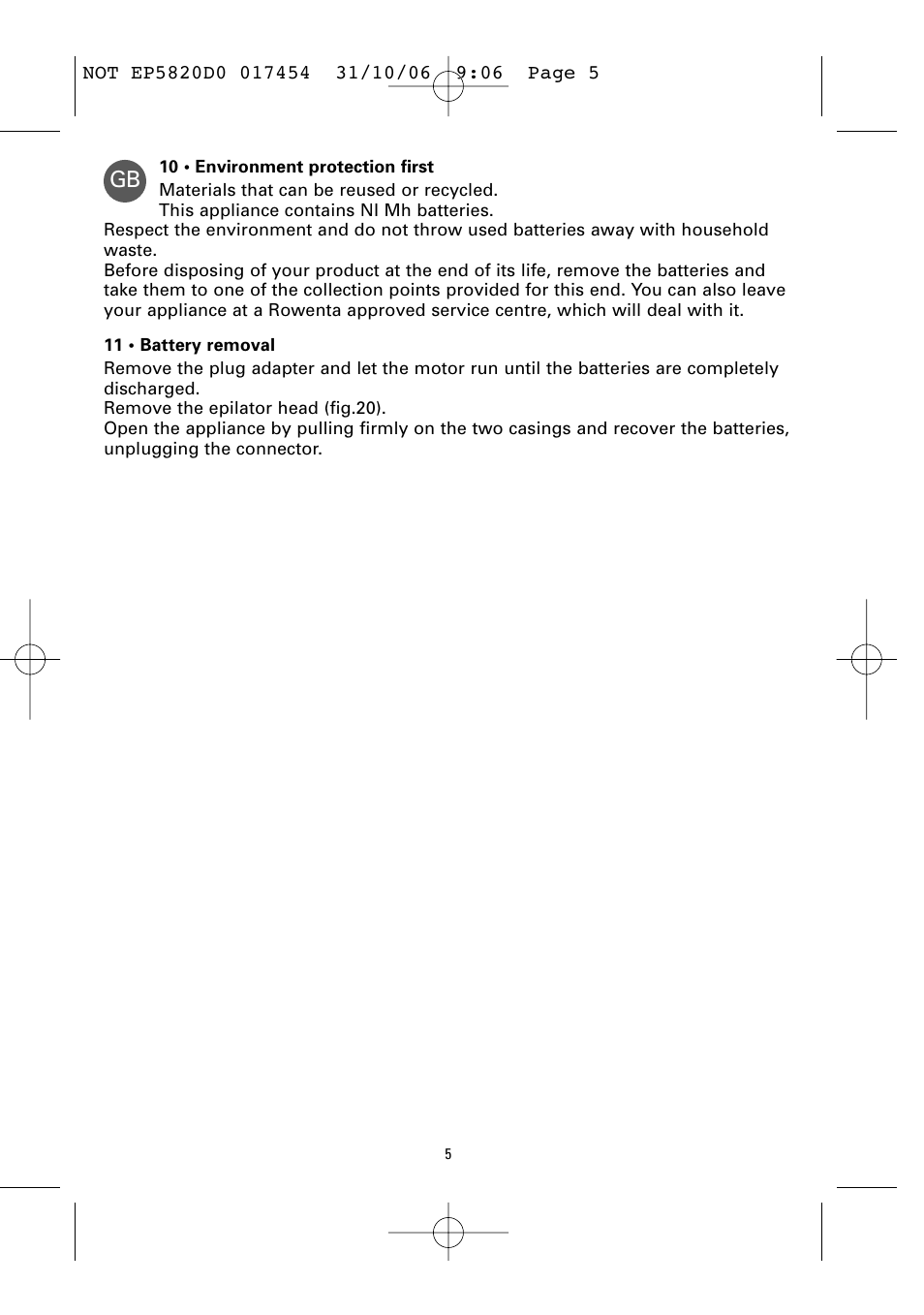 ROWENTA ACCESSIM EP5820 User Manual | Page 9 / 65