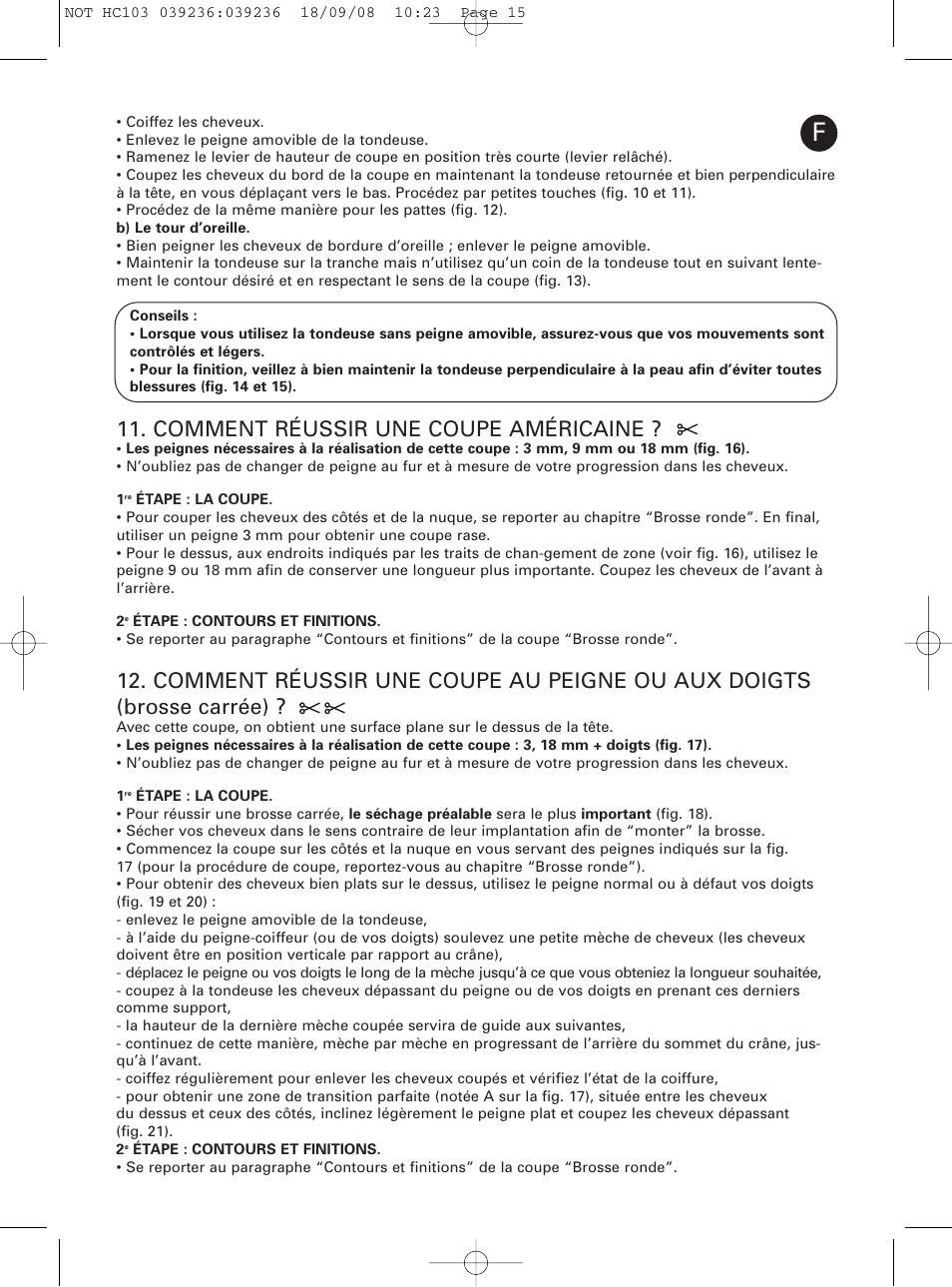 Comment réussir une coupe américaine | ROWENTA PERFECT LINE HC1037 User Manual | Page 15 / 40