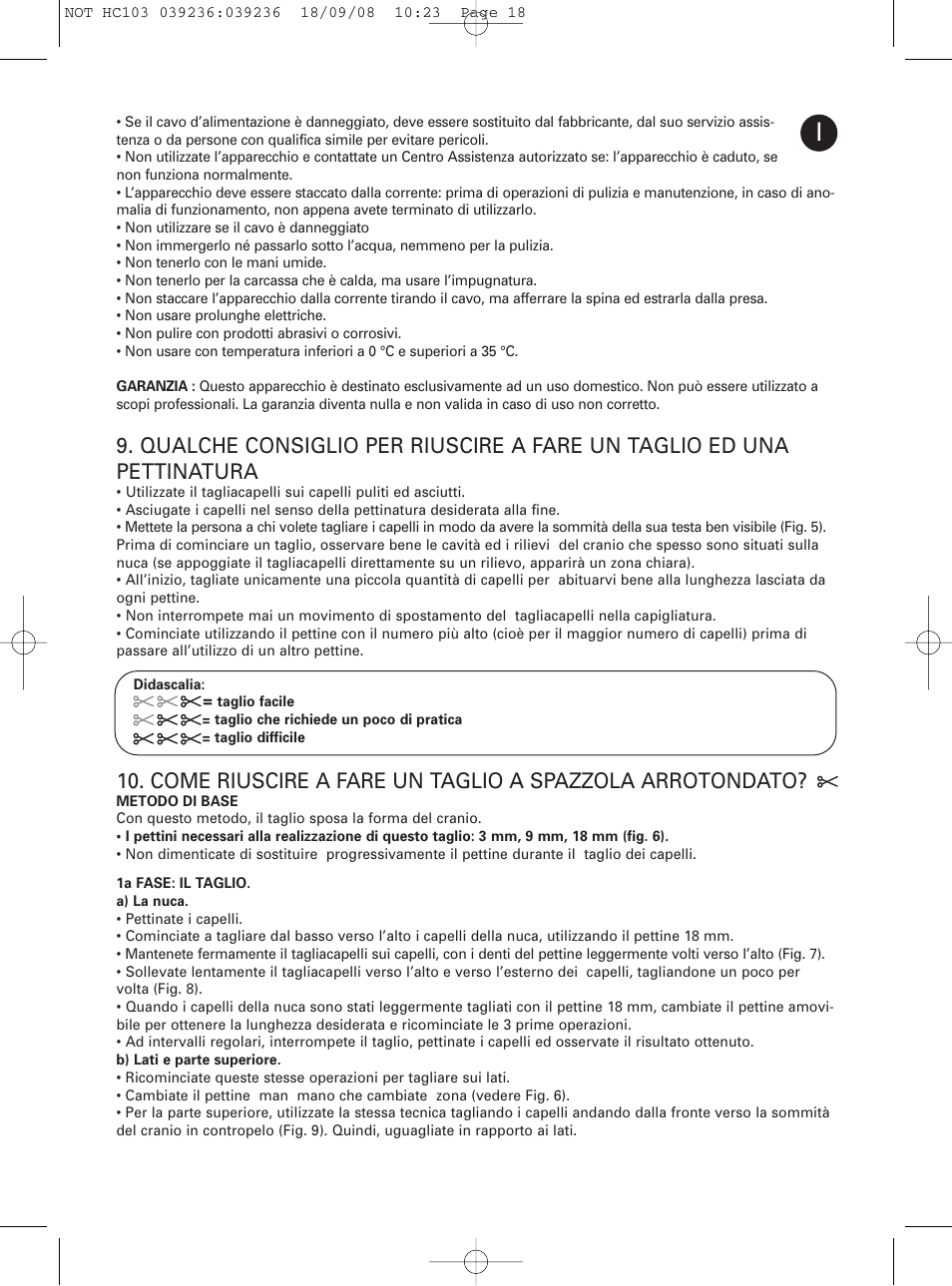 ROWENTA PERFECT LINE HC1037 User Manual | Page 18 / 40
