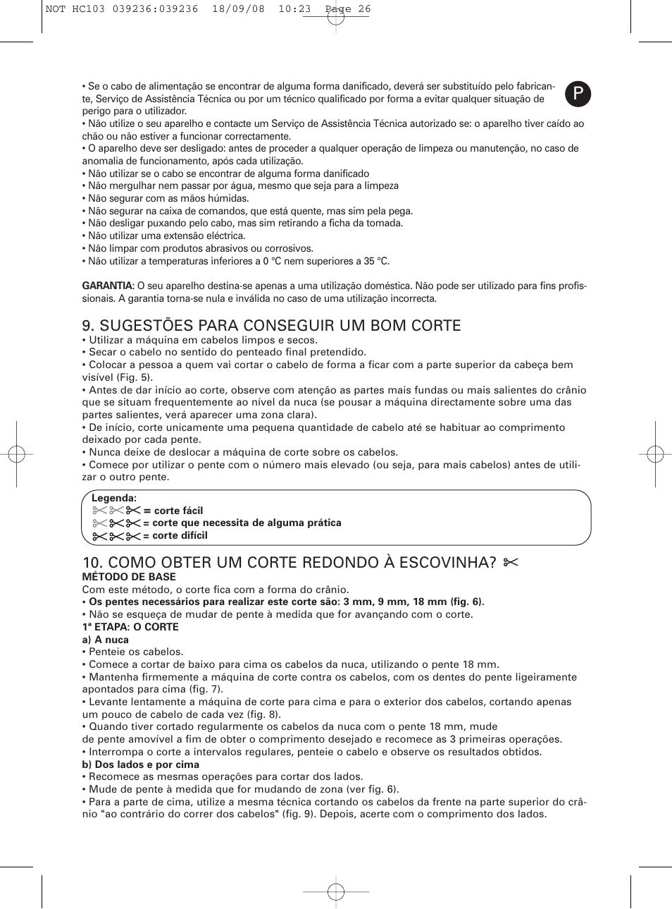 Sugestões para conseguir um bom corte, Como obter um corte redondo à escovinha | ROWENTA PERFECT LINE HC1037 User Manual | Page 26 / 40