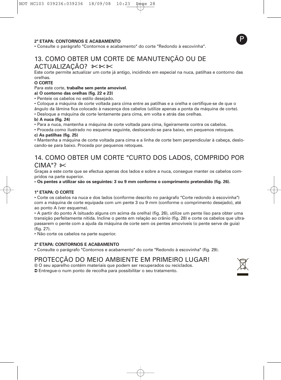 Protecção do meio ambiente em primeiro lugar | ROWENTA PERFECT LINE HC1037 User Manual | Page 28 / 40