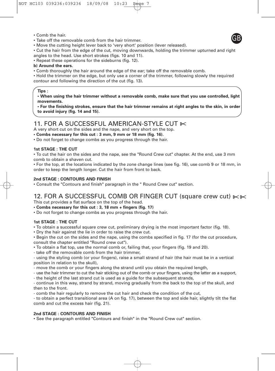 For a successful american-style cut | ROWENTA PERFECT LINE HC1037 User Manual | Page 7 / 40