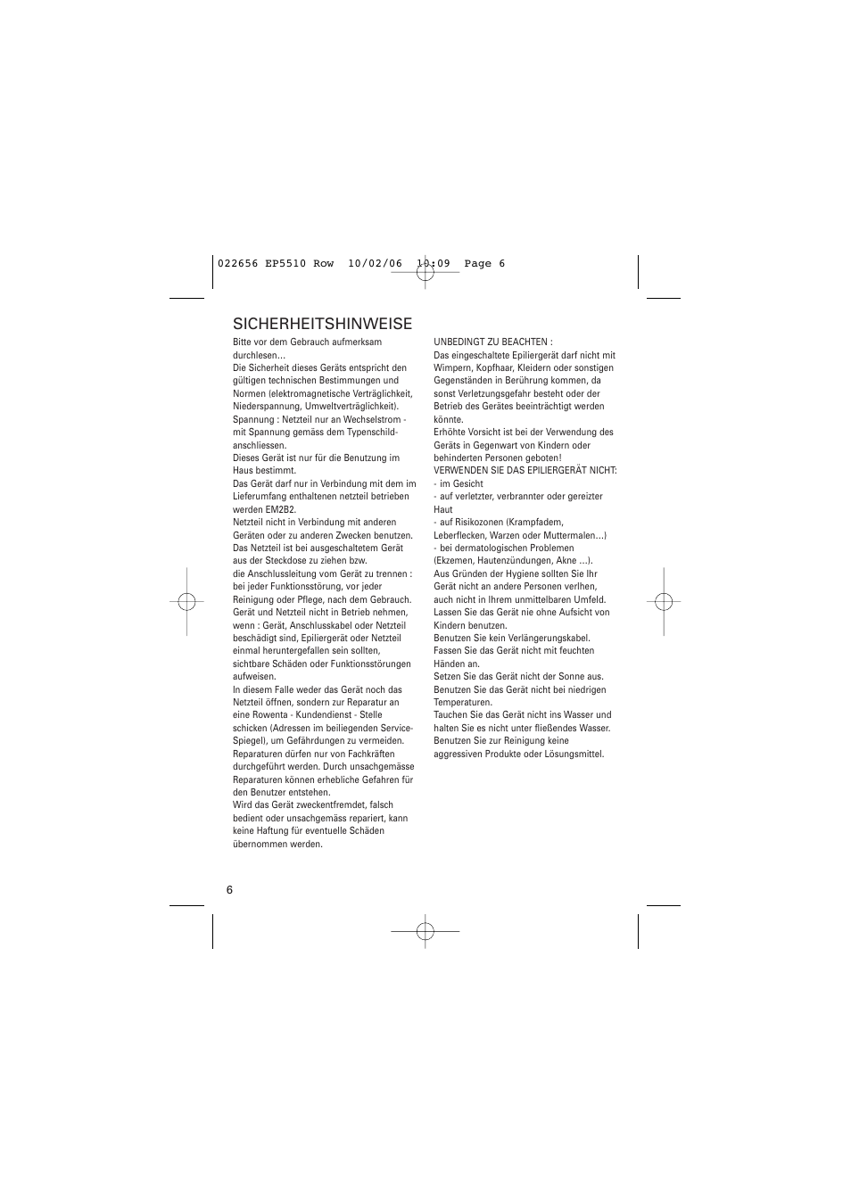 Sicherheitshinweise | ROWENTA ACCESSIM EP5510 User Manual | Page 10 / 90