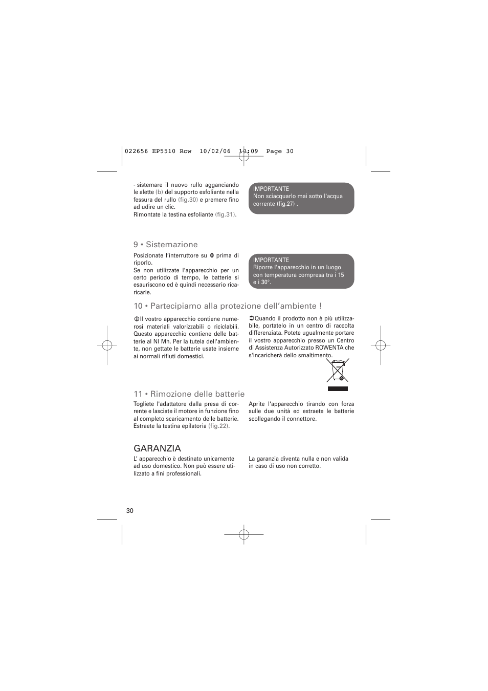 Garanzia | ROWENTA ACCESSIM EP5510 User Manual | Page 34 / 90