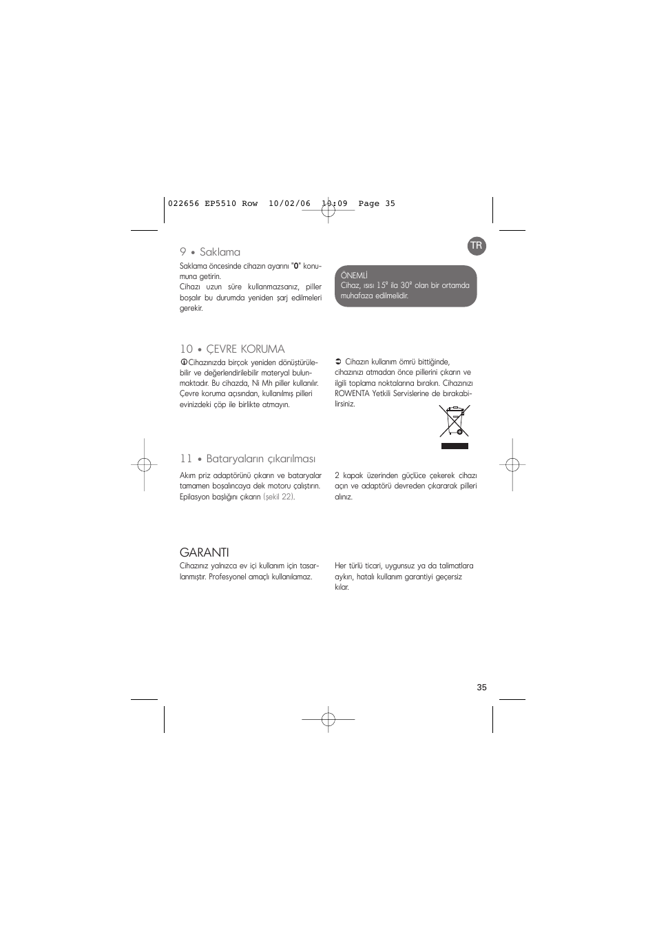 Garanti | ROWENTA ACCESSIM EP5510 User Manual | Page 39 / 90