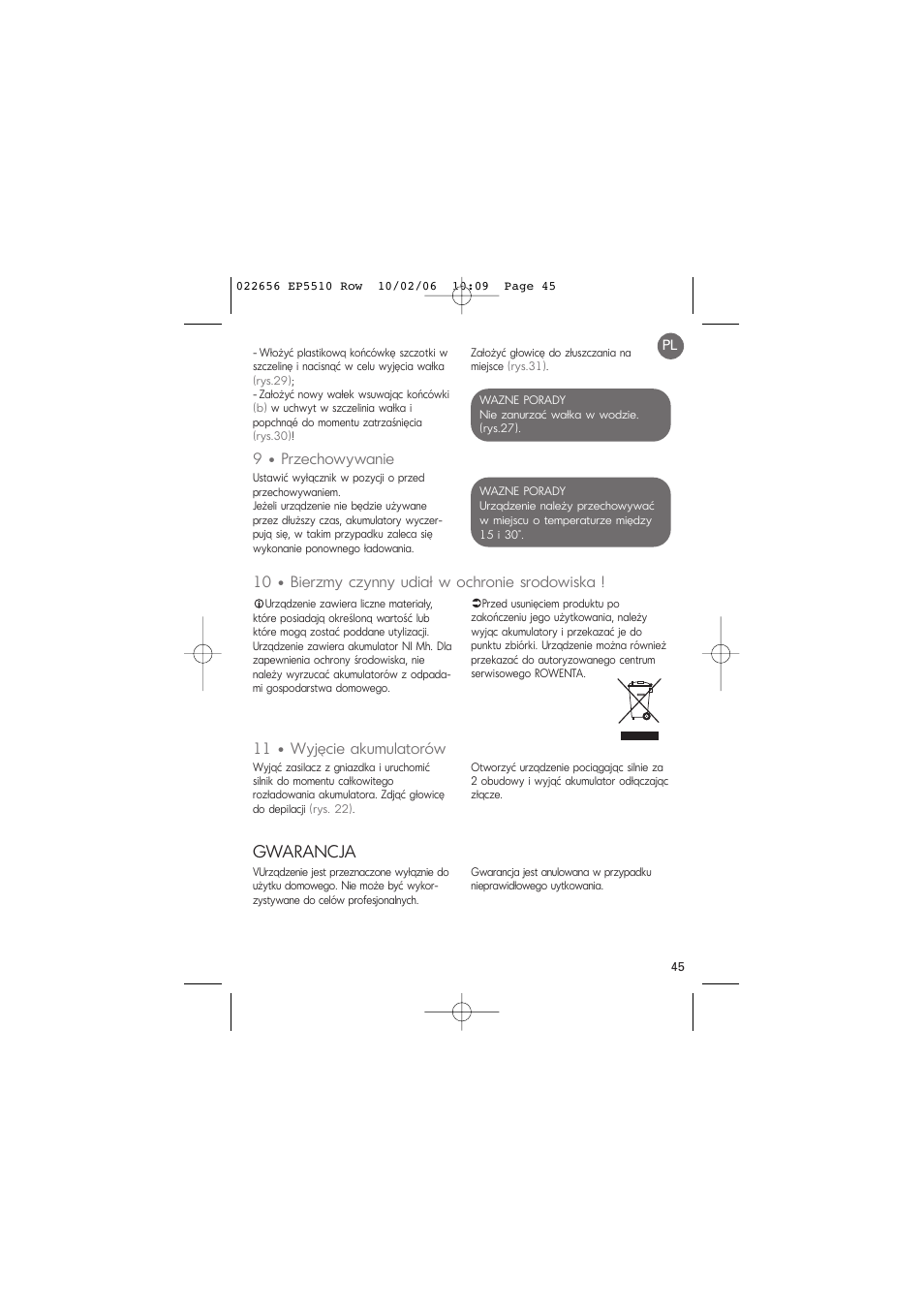 Gwarancja | ROWENTA ACCESSIM EP5510 User Manual | Page 49 / 90