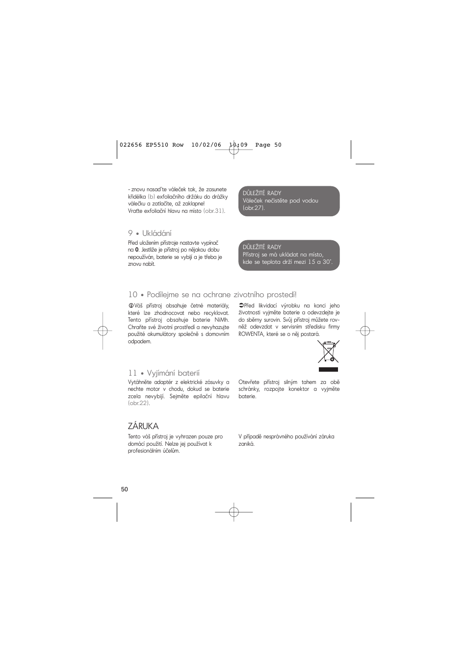 Záruka | ROWENTA ACCESSIM EP5510 User Manual | Page 54 / 90