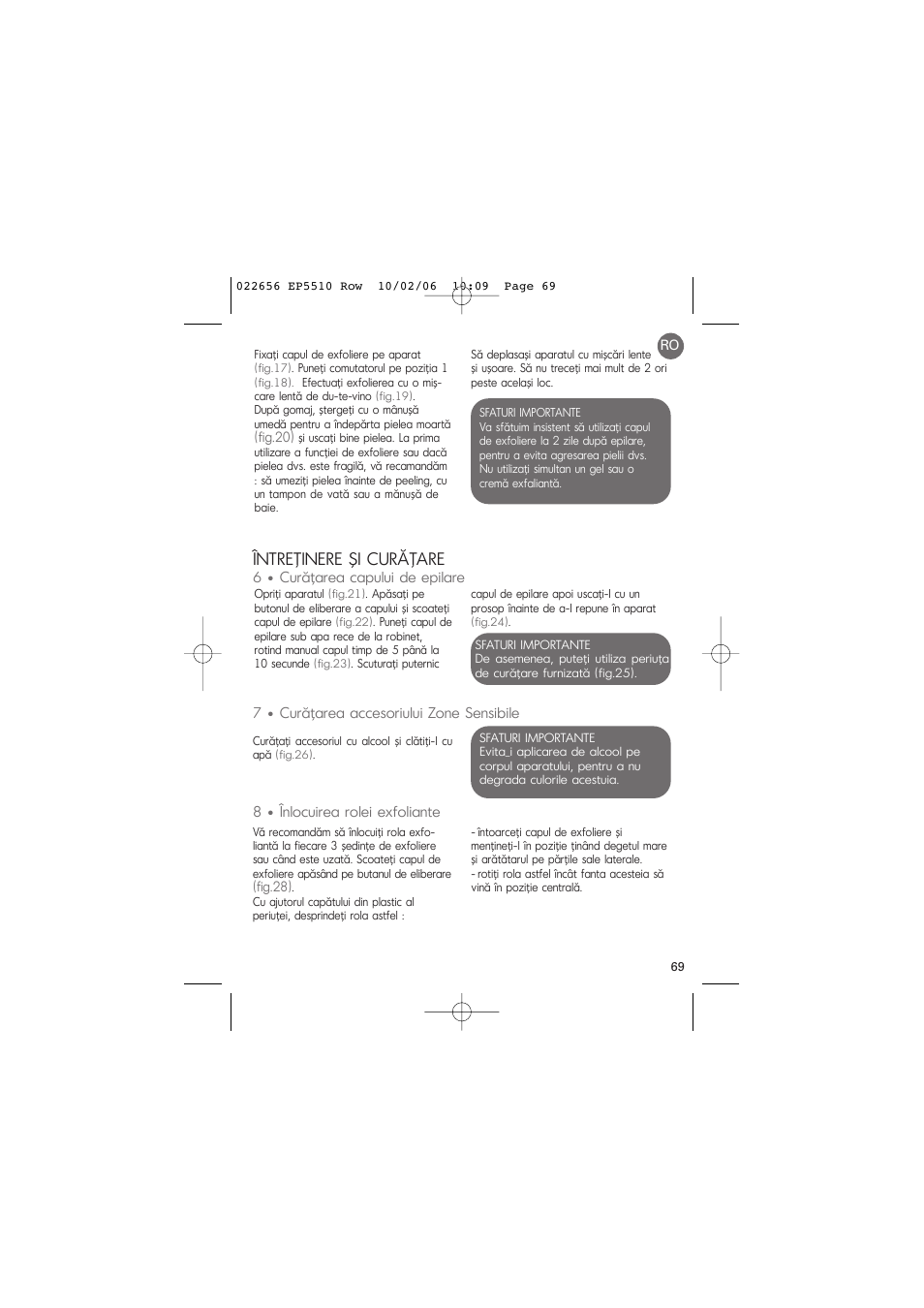 Întreţinere şi curăţare | ROWENTA ACCESSIM EP5510 User Manual | Page 73 / 90