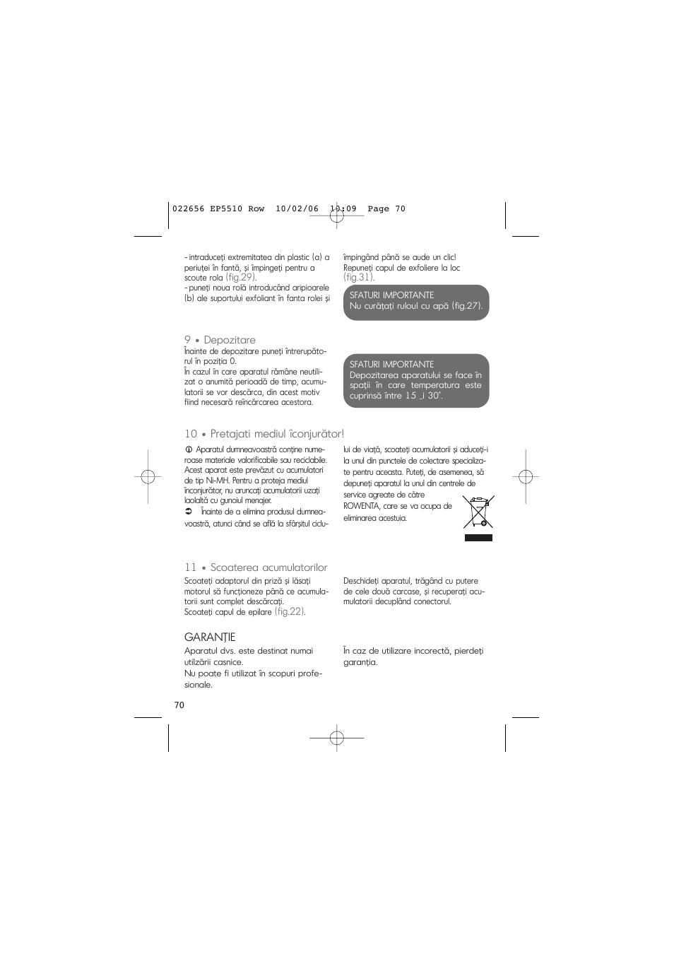 Pretajati mediul îconjurător, Garanţie | ROWENTA ACCESSIM EP5510 User Manual | Page 74 / 90
