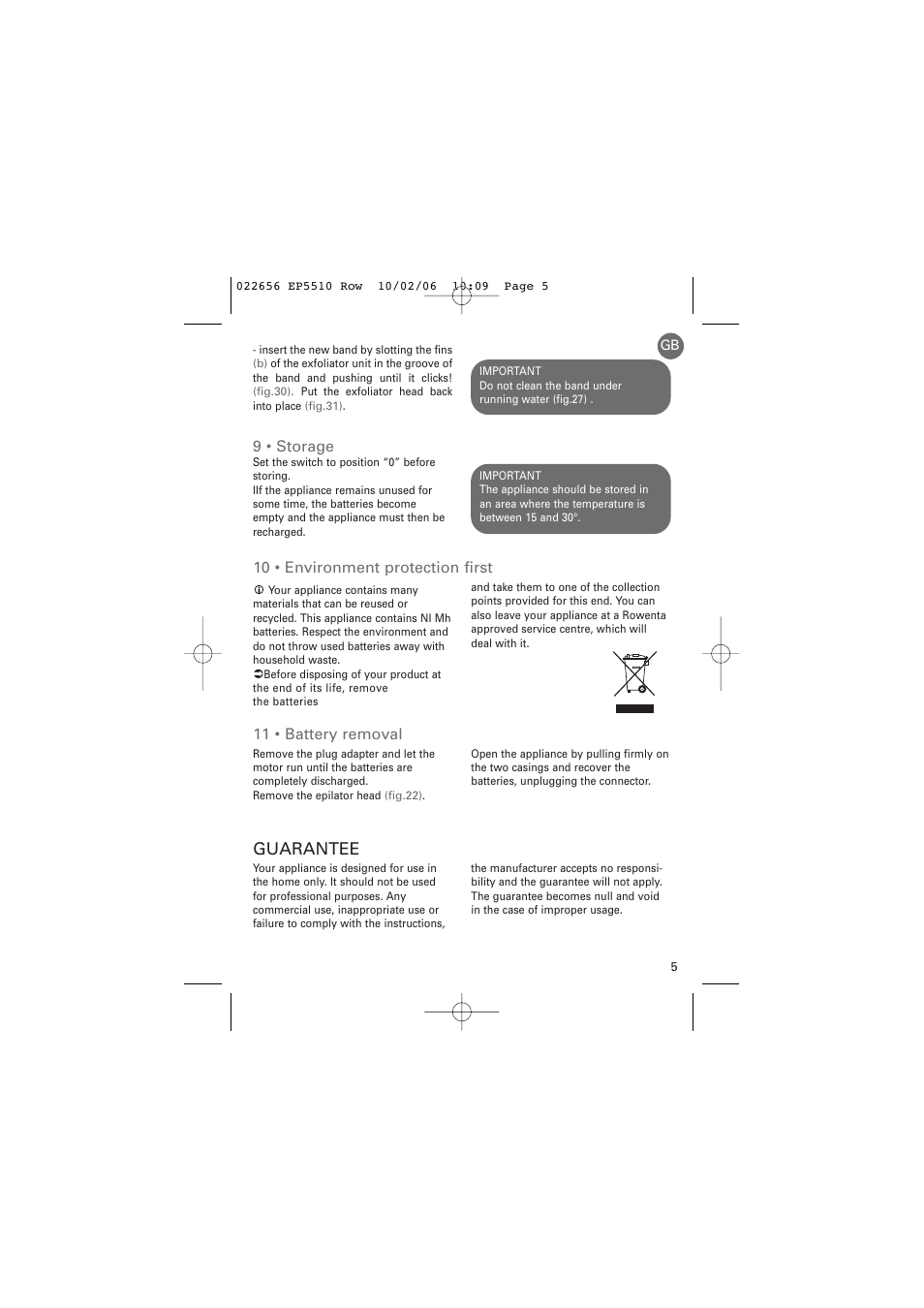 Guarantee | ROWENTA ACCESSIM EP5510 User Manual | Page 9 / 90